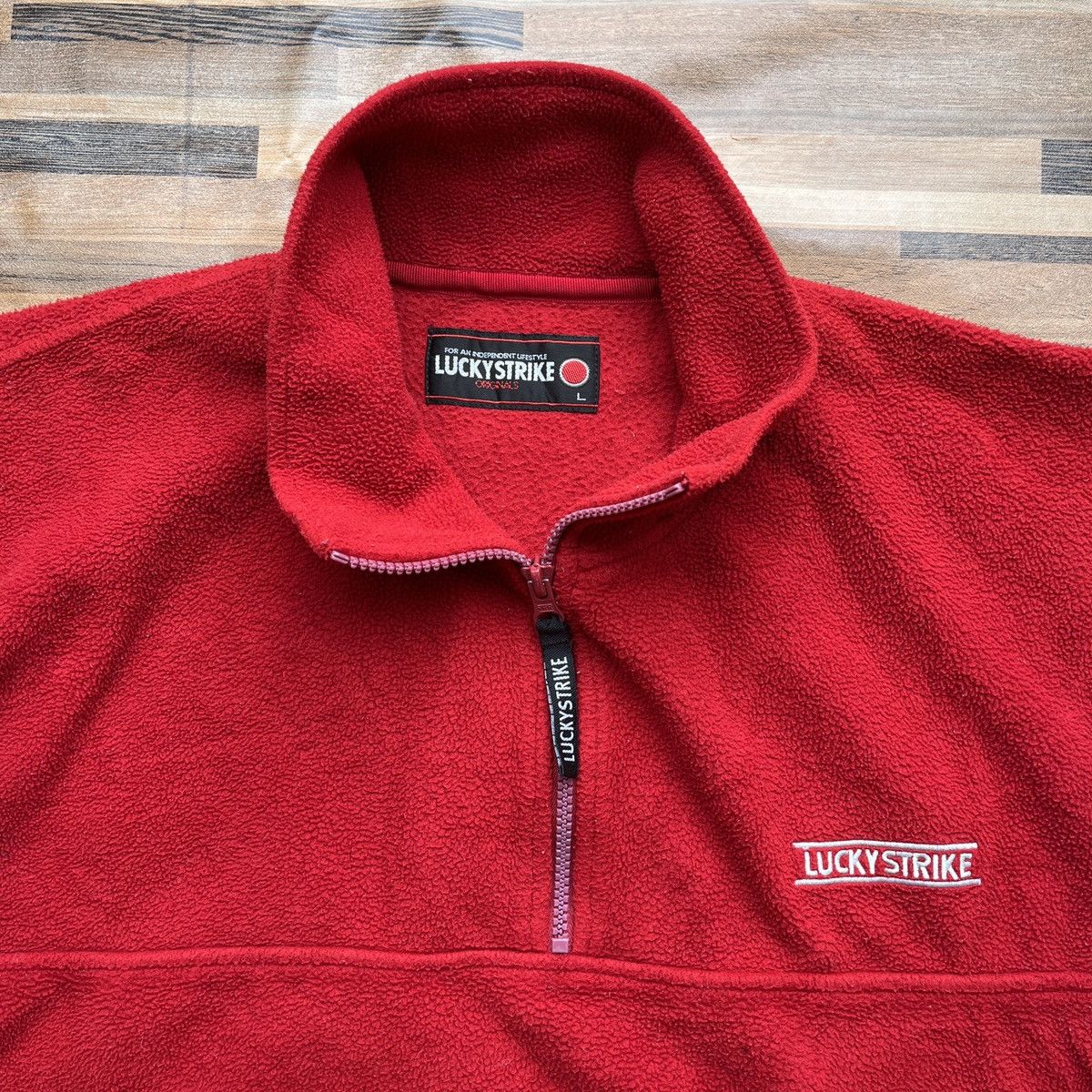 Japanese Brand × Vintage Lucky Strike Racing Fleece Sweater Japanese Size US L / EU 52-54 / 3 - 5 Thumbnail