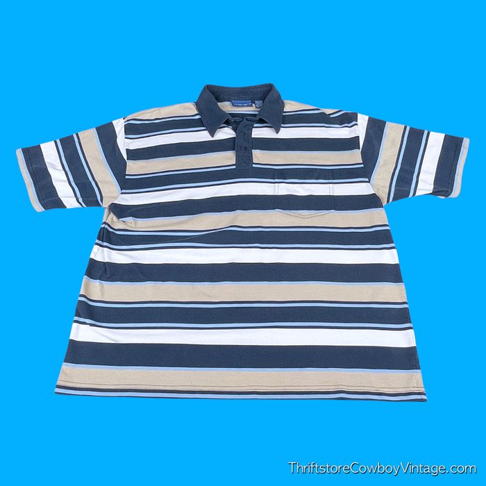 Vintage Vintage 90s JC Penney Towncraft Striped Polo Shirt LARGE/XL ...