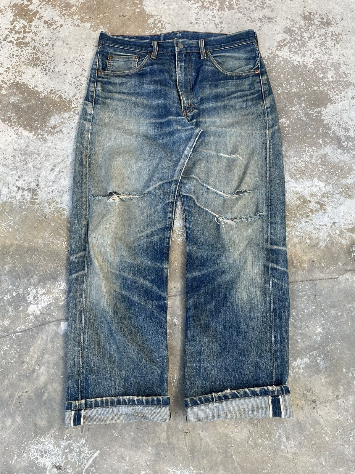 Levi's Vintage Clothing Vintage Levis 502 Big EJeans Selvedge Denim Faded Wash Size US 32 / EU 48 - 1 Thumbnail
