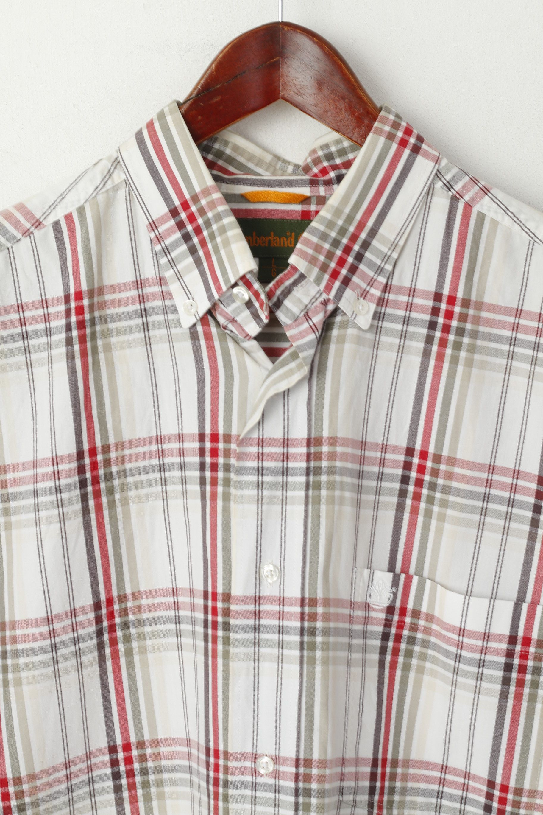 Timberland Timberland Men L (XL) Casual Shirt Beige Check 5192 Size US L / EU 52-54 / 3 - 3 Thumbnail