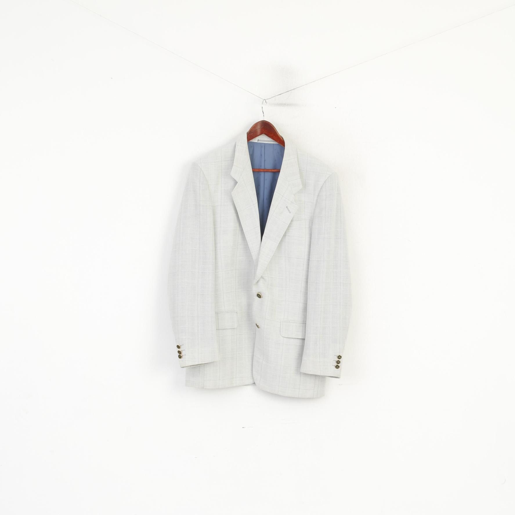 Vintage SIR di Lucci Men 55 42 Blazer Grey Check Vintage 5886 Size 42R - 2 Thumbnail