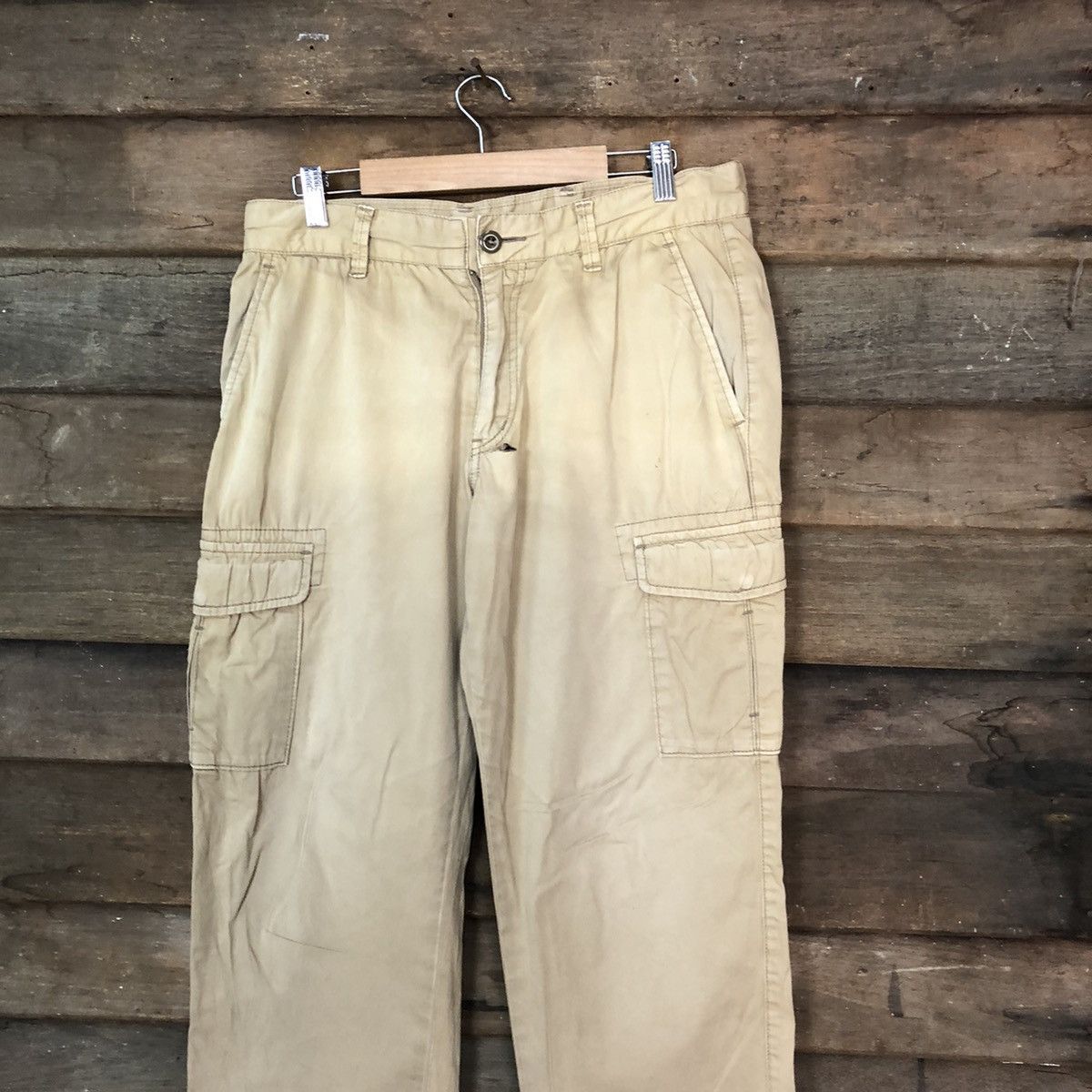 Japanese Brand Uniqlo faded Brown Cargo utility streetwear Pants #7099 Size US 31 - 2 Thumbnail