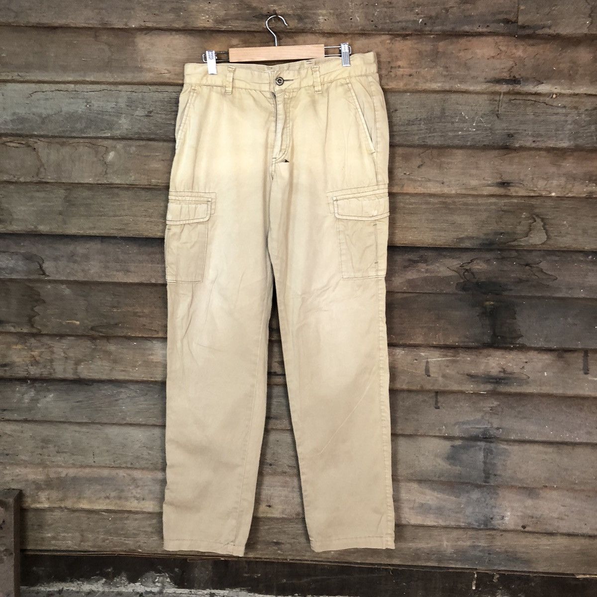 Japanese Brand Uniqlo faded Brown Cargo utility streetwear Pants #7099 Size US 31 - 1 Thumbnail