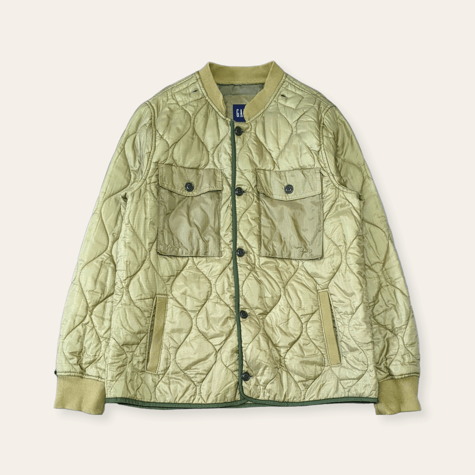 image of Archival Clothing x Gap Vintage 90's Gap Military Style Quilt Jacket in Green, Men's (Size Medium)