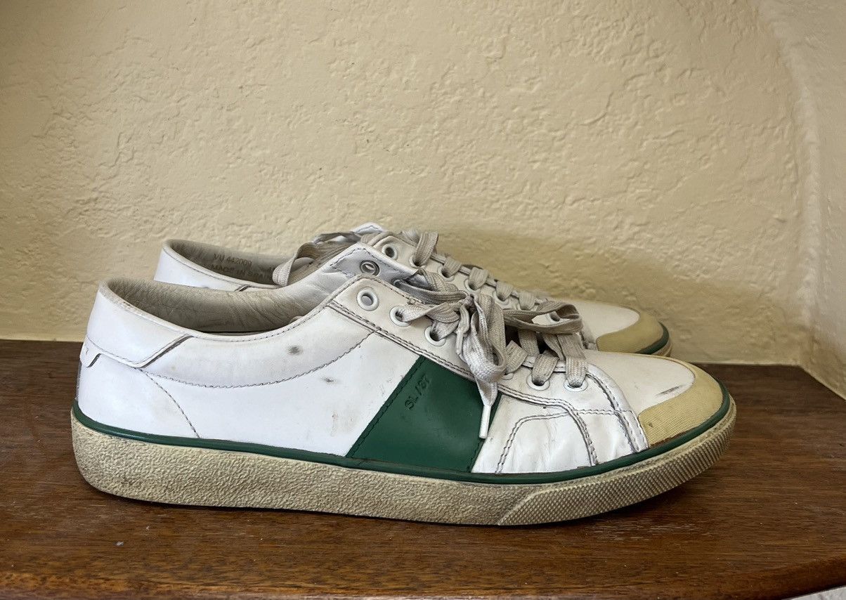 Hedi Slimane × Saint Laurent Paris SS16 White Distressed SL/37 Court Classic Sneakers Size US 8 / EU 41 - 1 Thumbnail