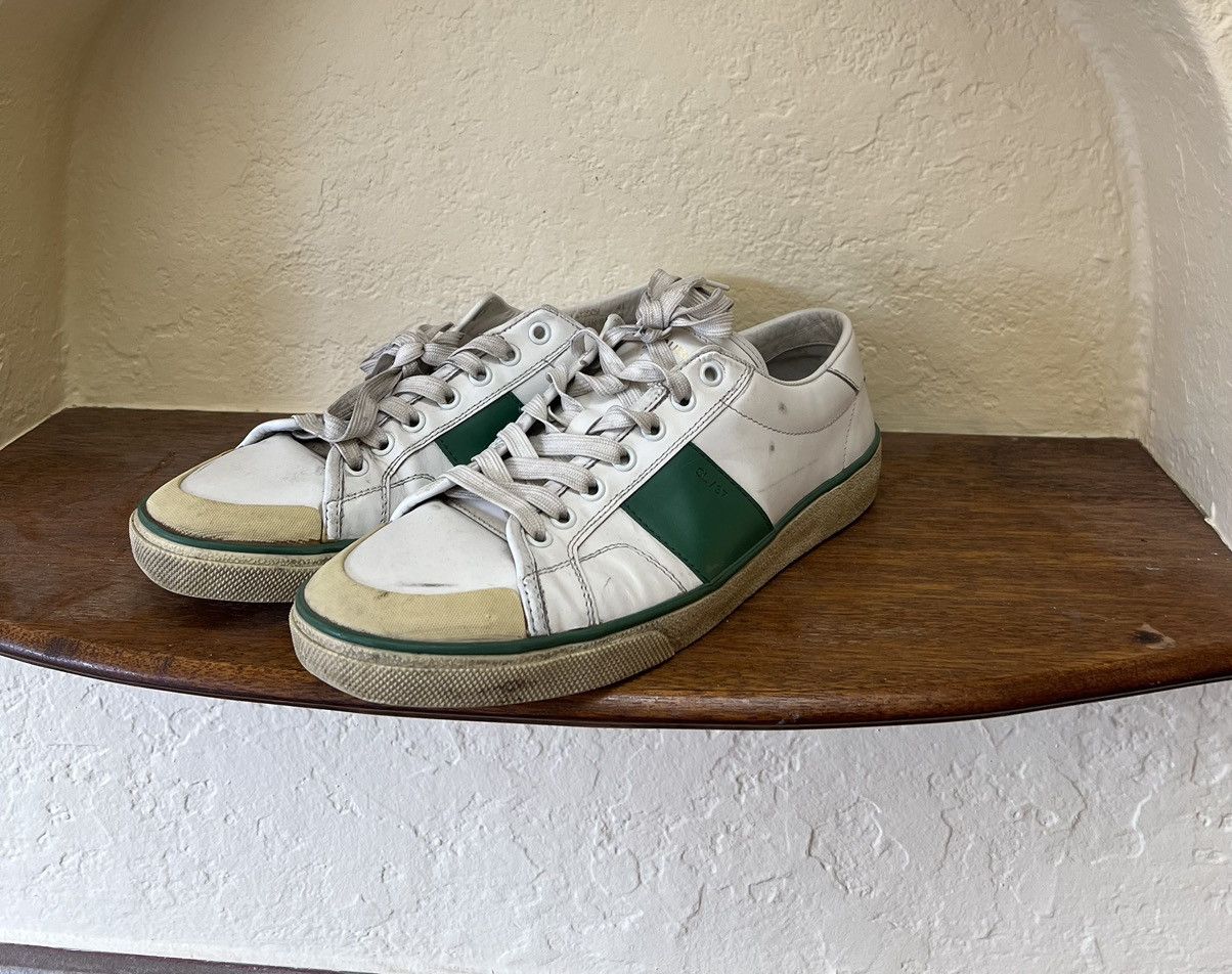 Hedi Slimane × Saint Laurent Paris SS16 White Distressed SL/37 Court Classic Sneakers Size US 8 / EU 41 - 2 Thumbnail
