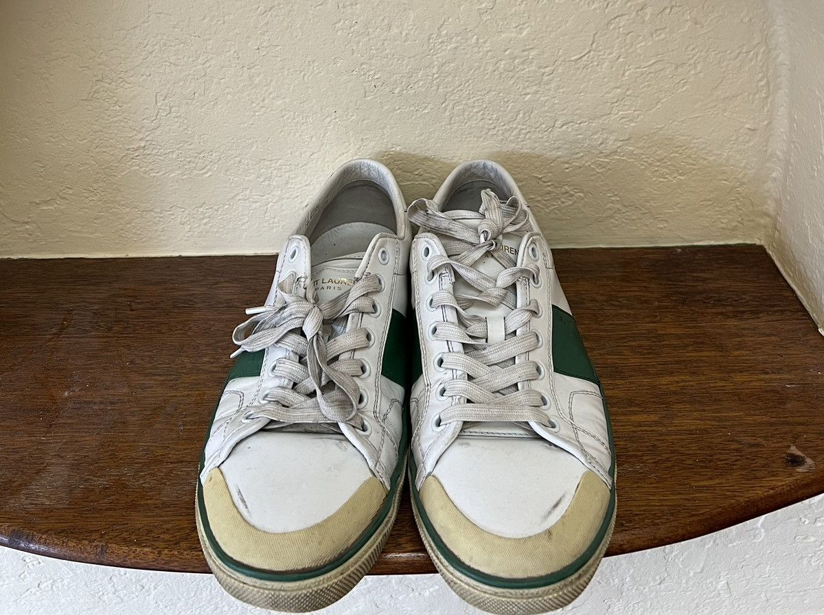 Hedi Slimane × Saint Laurent Paris SS16 White Distressed SL/37 Court Classic Sneakers Size US 8 / EU 41 - 3 Thumbnail