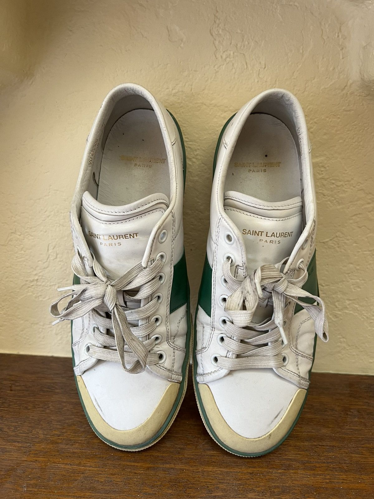 Hedi Slimane × Saint Laurent Paris SS16 White Distressed SL/37 Court Classic Sneakers Size US 8 / EU 41 - 5 Thumbnail