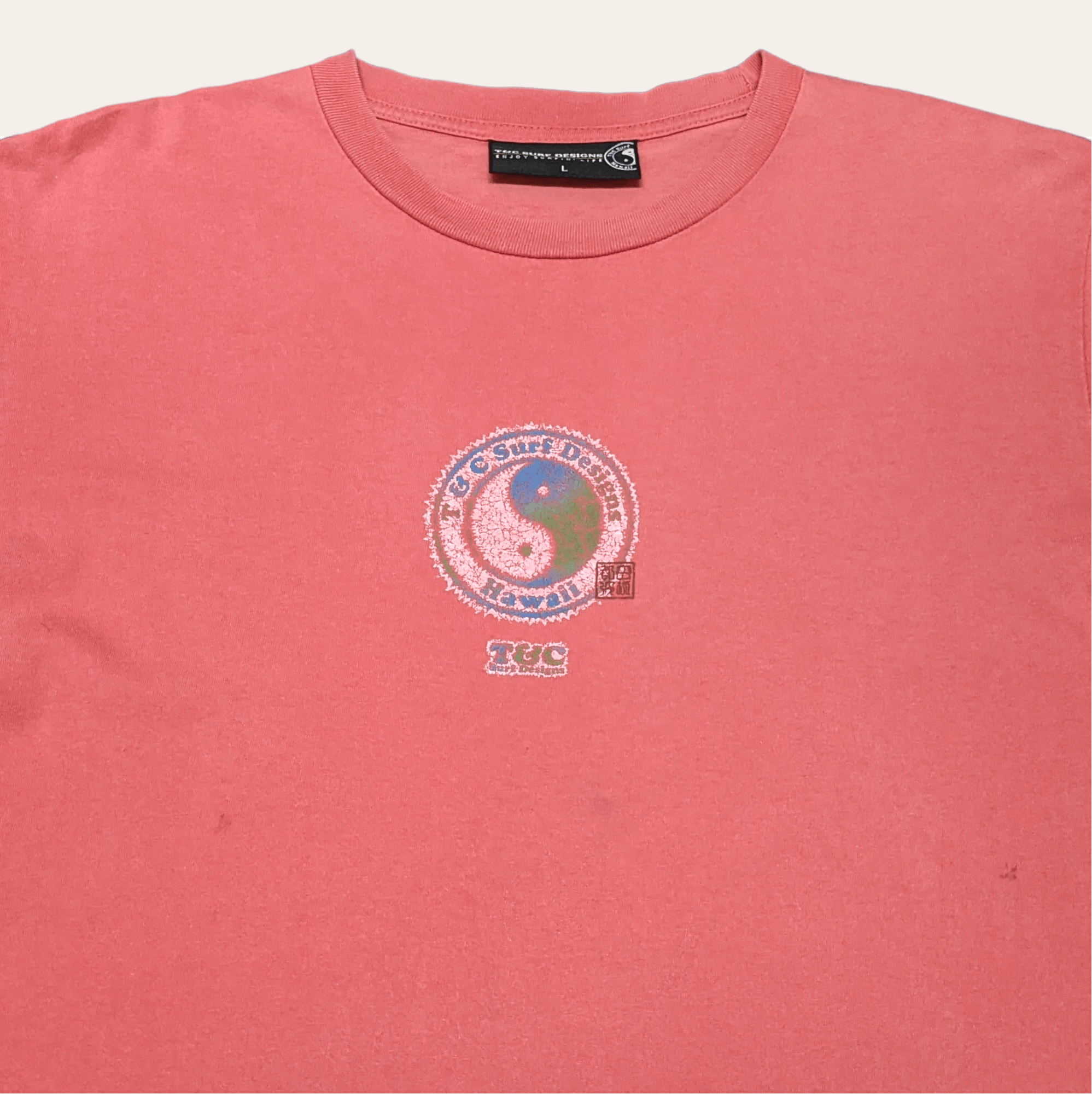 Billabong × Vintage Vintage 90s T & C Surf Design Hawaii Ying Yang T shirt Size US L / EU 52-54 / 3 - 3 Thumbnail
