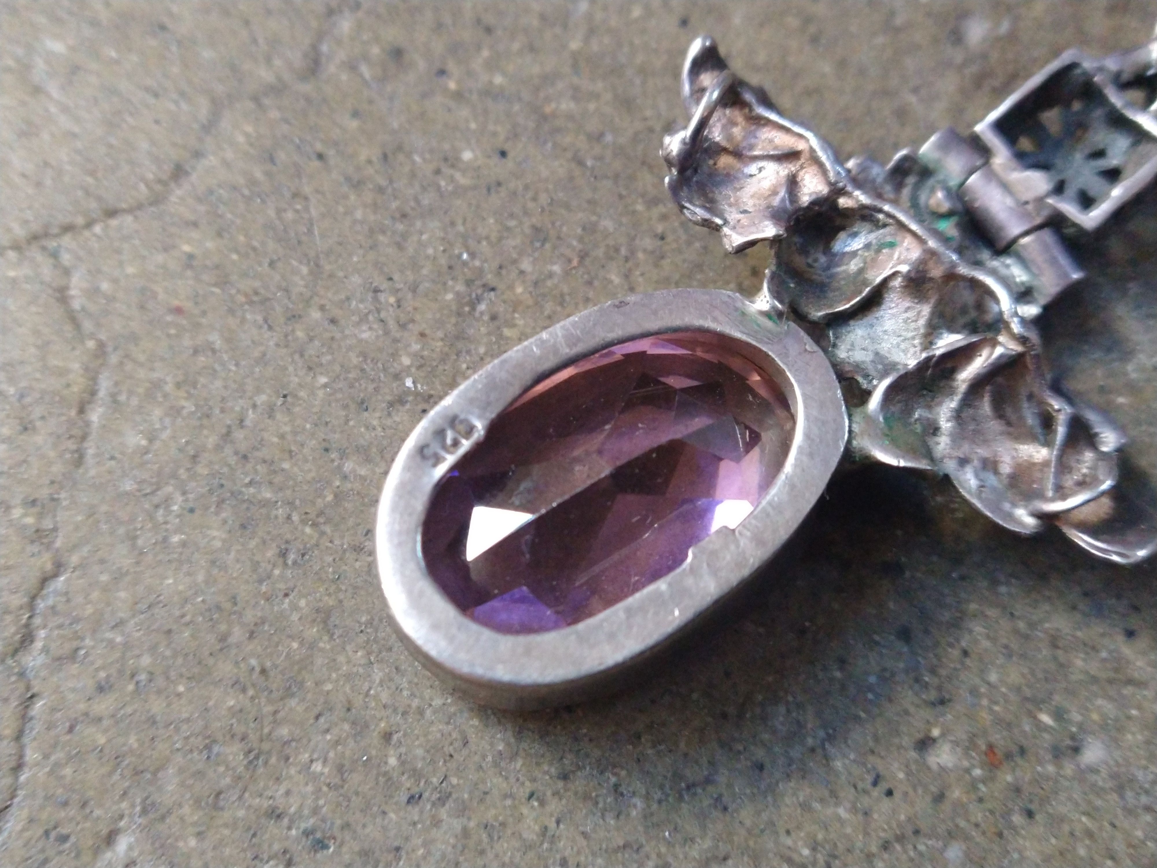 Jewelry Vintage Sterling Silver Pink Topaz Pendant Flower .925 Size ONE SIZE - 7 Thumbnail