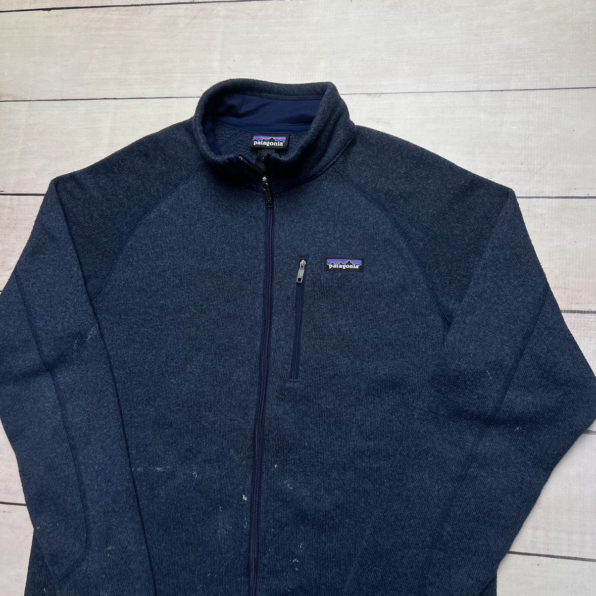Patagonia × Vintage Patagonia Fleece Zip Up Navy Size US L / EU 52-54 / 3 - 3 Thumbnail
