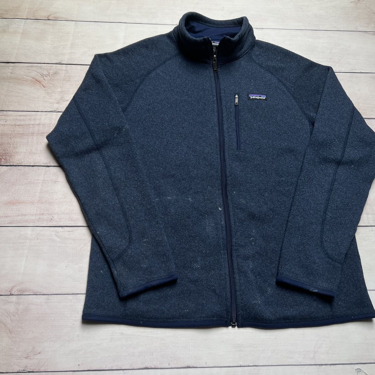 Patagonia × Vintage Patagonia Fleece Zip Up Navy Size US L / EU 52-54 / 3 - 2 Thumbnail