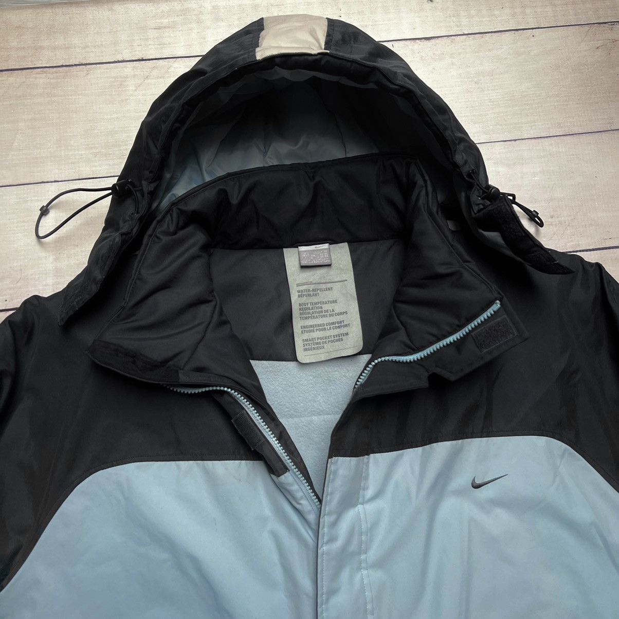 Nike × Vintage Vintage Nike Baby Blue Big Center Swoosh Winter Jacket Rare Size US L / EU 52-54 / 3 - 4 Thumbnail
