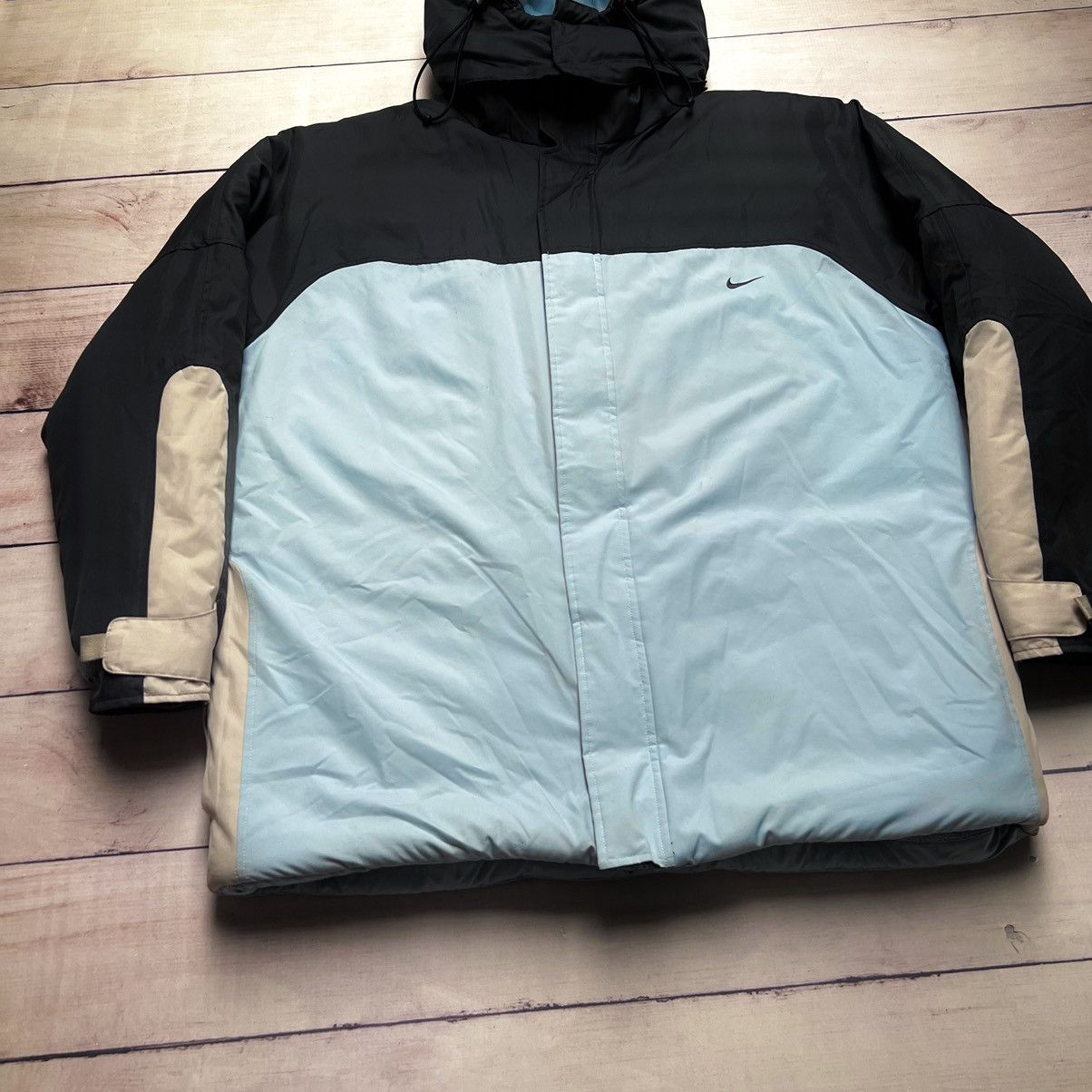 Nike × Vintage Vintage Nike Baby Blue Big Center Swoosh Winter Jacket Rare Size US L / EU 52-54 / 3 - 2 Thumbnail