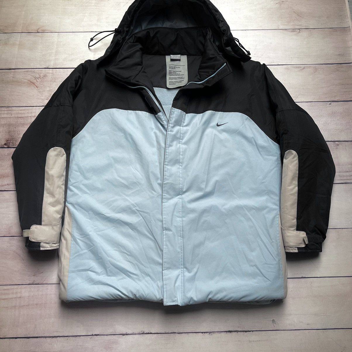 Nike × Vintage Vintage Nike Baby Blue Big Center Swoosh Winter Jacket Rare Size US L / EU 52-54 / 3 - 5 Thumbnail
