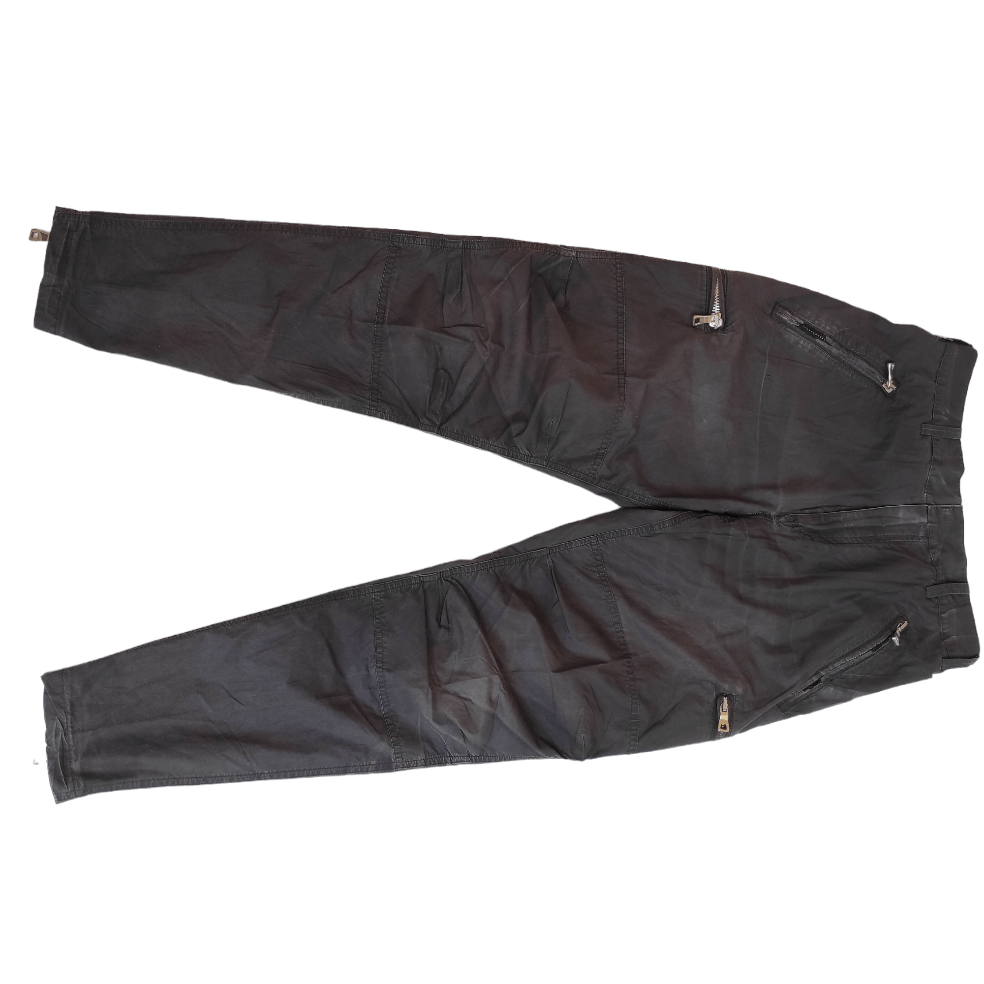 Pantalon Cargo Femme Balmain En Cuir Lavé à L'huile - Taille 36 - Noir - Parfait état