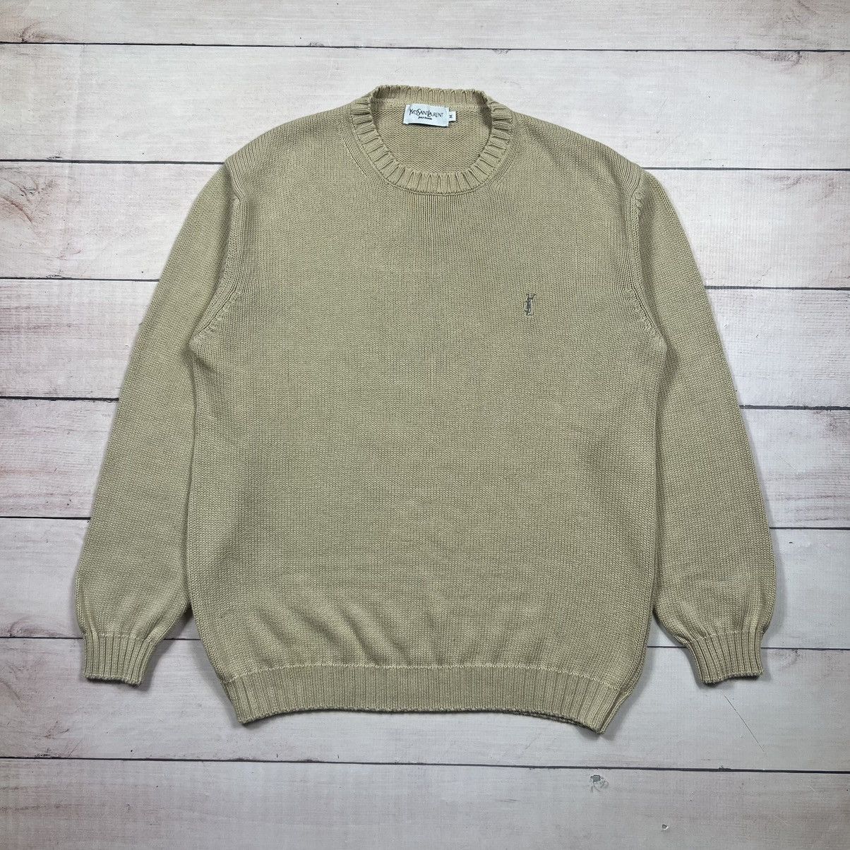 Yves Saint Laurent Vintage Yves Saint Laurent Knitwear Sweater Beige Size US M / EU 48-50 / 2 - 1 Thumbnail