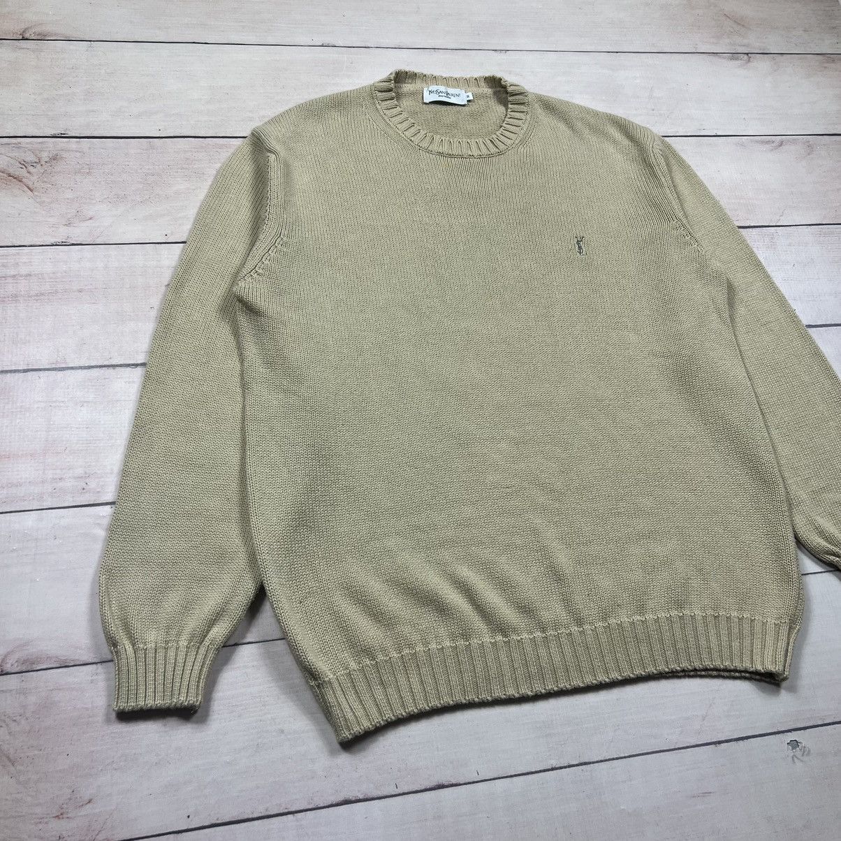 Yves Saint Laurent Vintage Yves Saint Laurent Knitwear Sweater Beige Size US M / EU 48-50 / 2 - 2 Thumbnail
