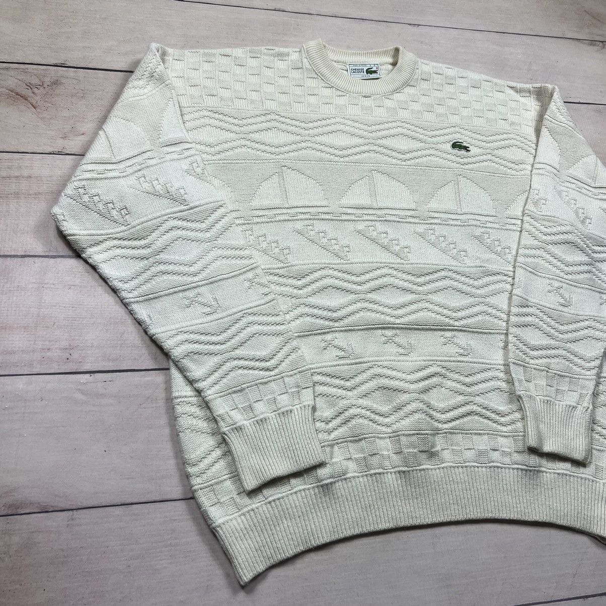 Lacoste × Vintage Vintage Lacoste Knitwear Sweater Knit Cable Size US M / EU 48-50 / 2 - 2 Thumbnail