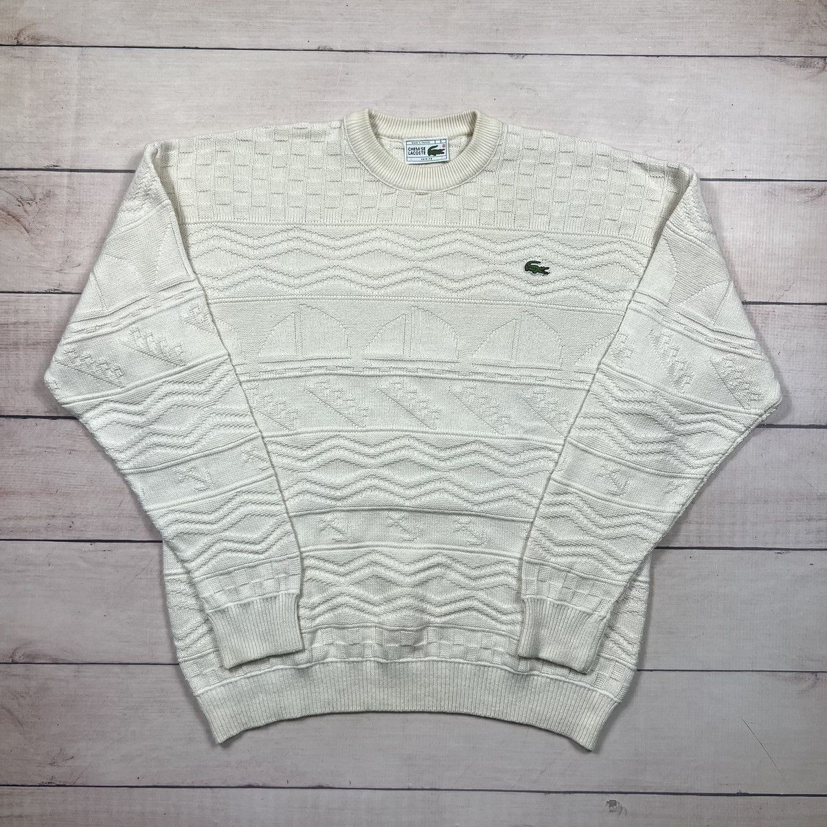 Lacoste × Vintage Vintage Lacoste Knitwear Sweater Knit Cable Size US M / EU 48-50 / 2 - 1 Thumbnail