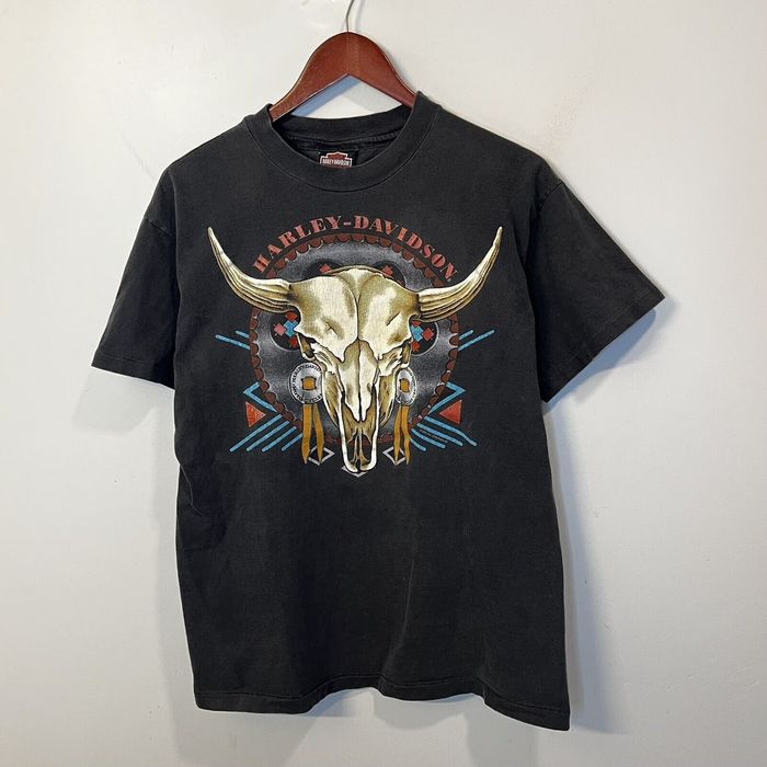 Vintage Vintage Harley Davidson Cow Steer Skull T-Shirt Palm Springs ...