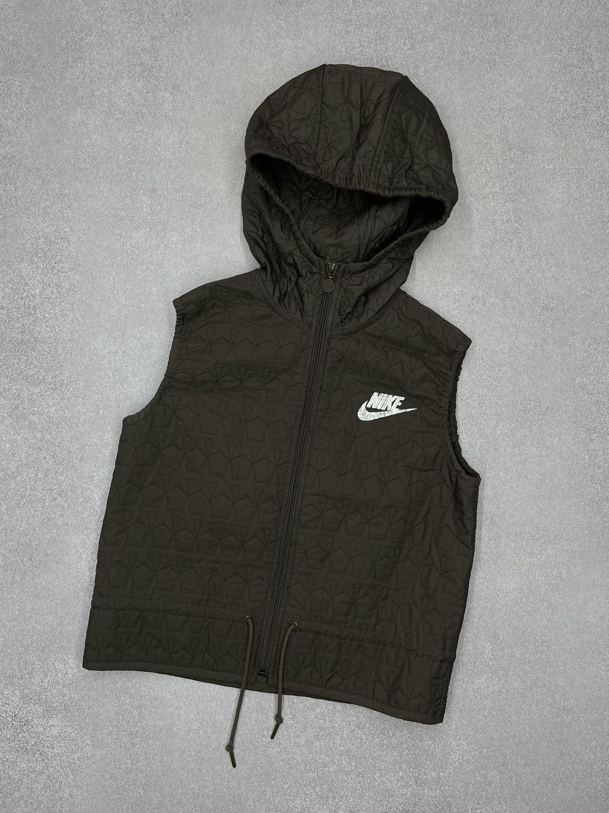 Vintage Nike Vest Brown Women Drill Drip Y2K Swoosh
