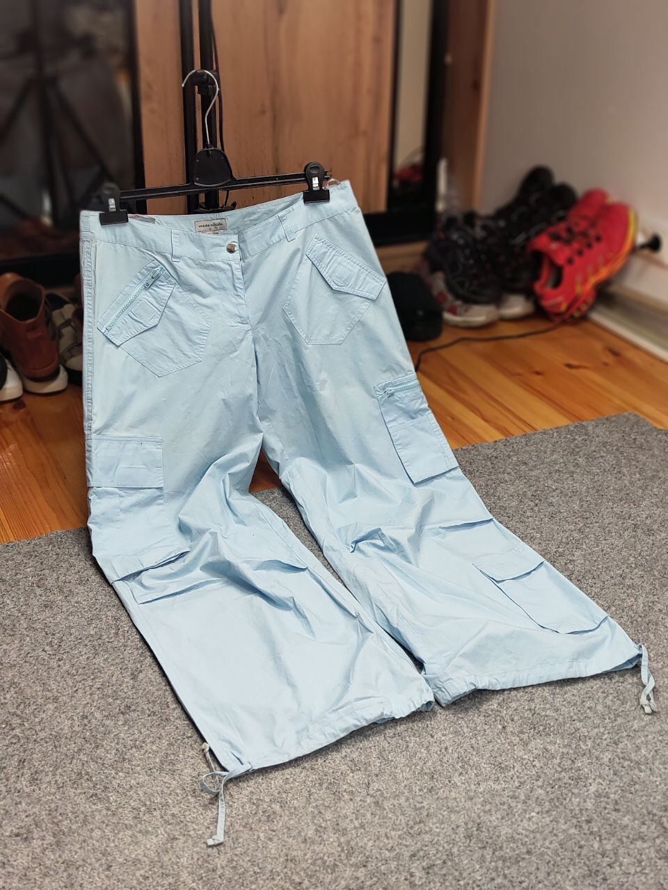 Japanese Brand Vintage 90's Bondage Japan Parachute Blue Cargo Pants Size 34" / US 12 / IT 48 - 19 Thumbnail