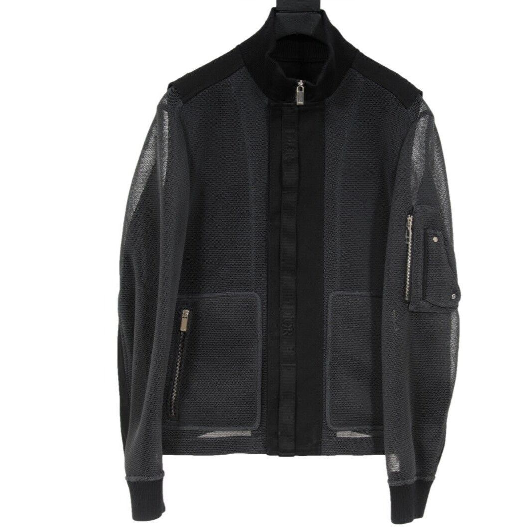Dior Black Grey Perorated Saddle Bomber Jacket Size US M / EU 48-50 / 2 - 1 Thumbnail