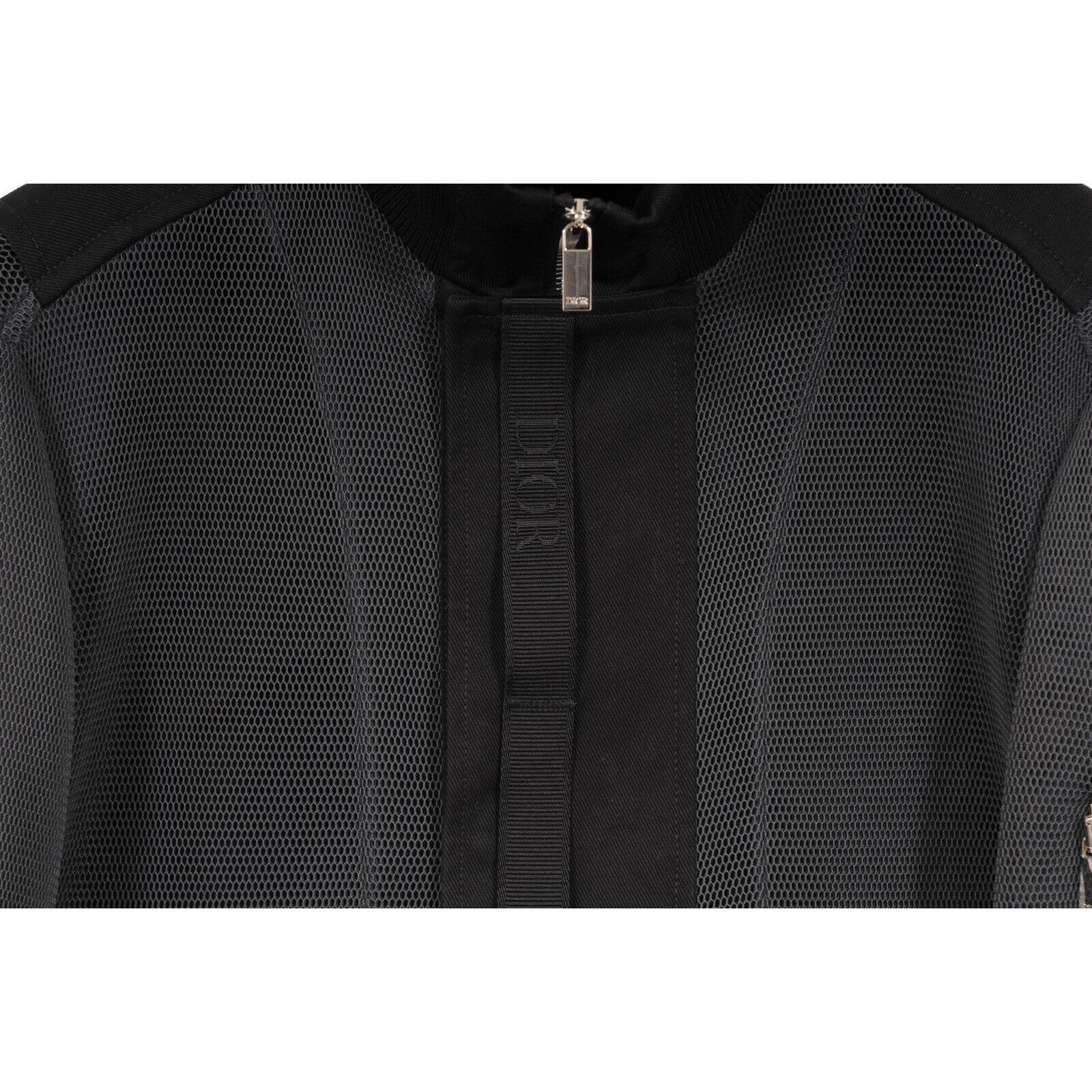 Dior Black Grey Perorated Saddle Bomber Jacket Size US M / EU 48-50 / 2 - 3 Thumbnail