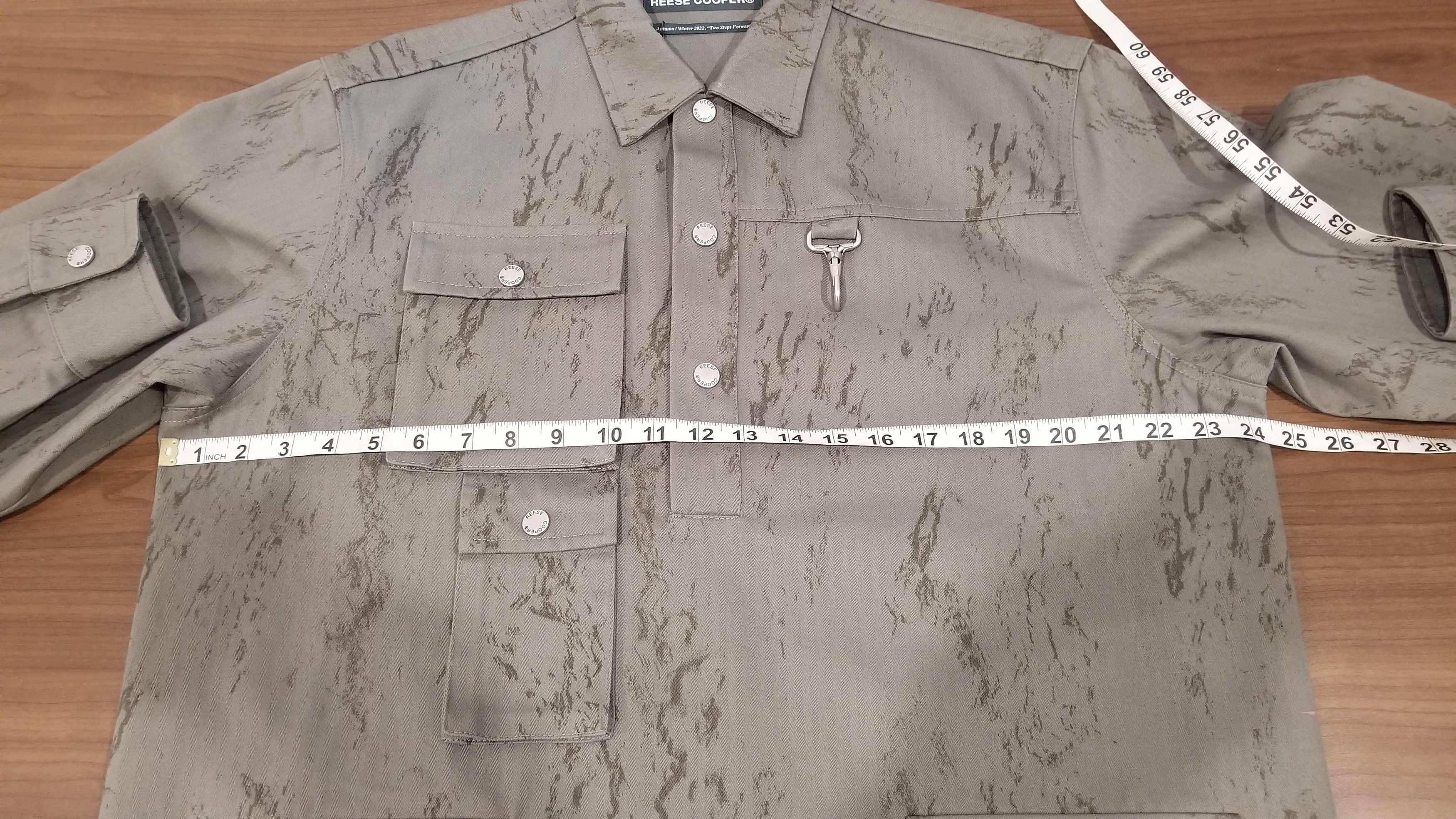 Reese Cooper Herringbone Pullover Cargo Shirt Size US M / EU 48-50 / 2 - 5 Thumbnail