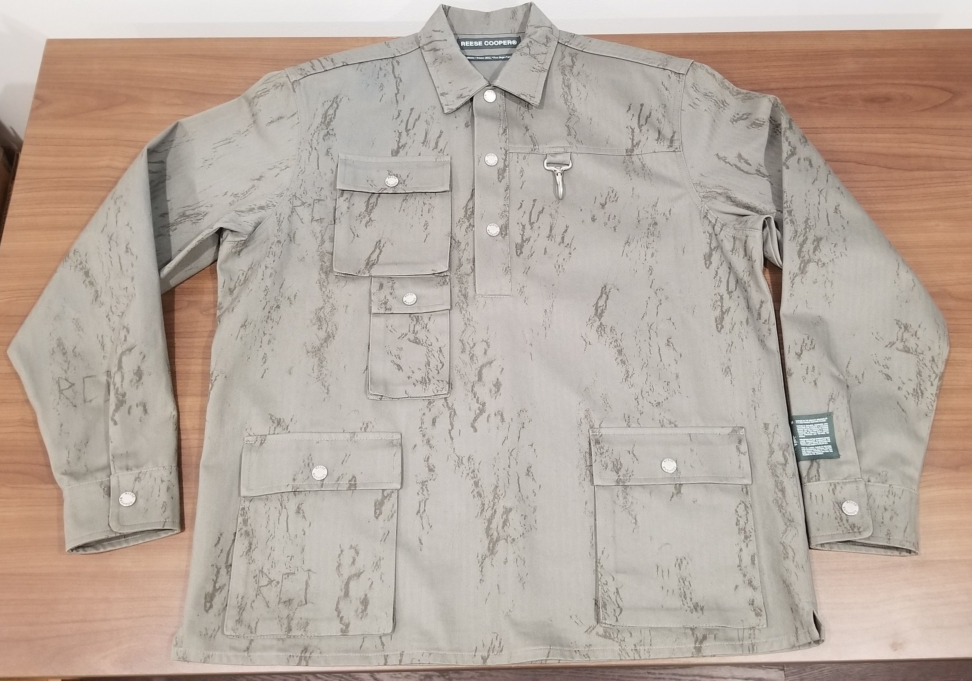 Reese Cooper Herringbone Pullover Cargo Shirt Size US M / EU 48-50 / 2 - 8 Thumbnail