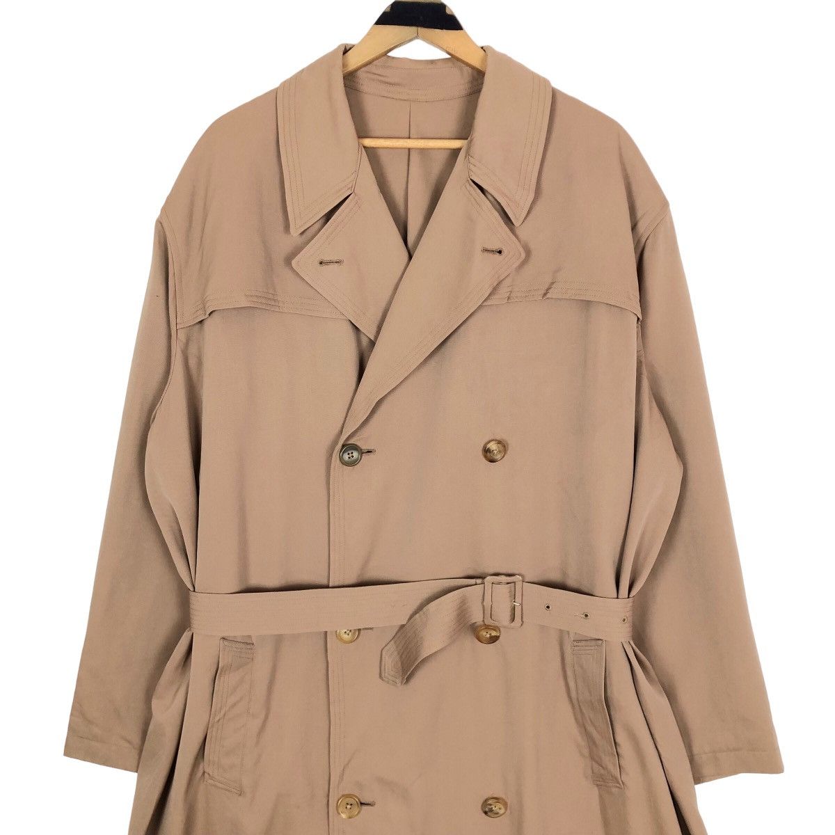 Yohji Yamamoto Vintage 80s LQ Y’s For Men Double Breasted Wool Trench Coat Size US L / EU 52-54 / 3 - 5 Thumbnail