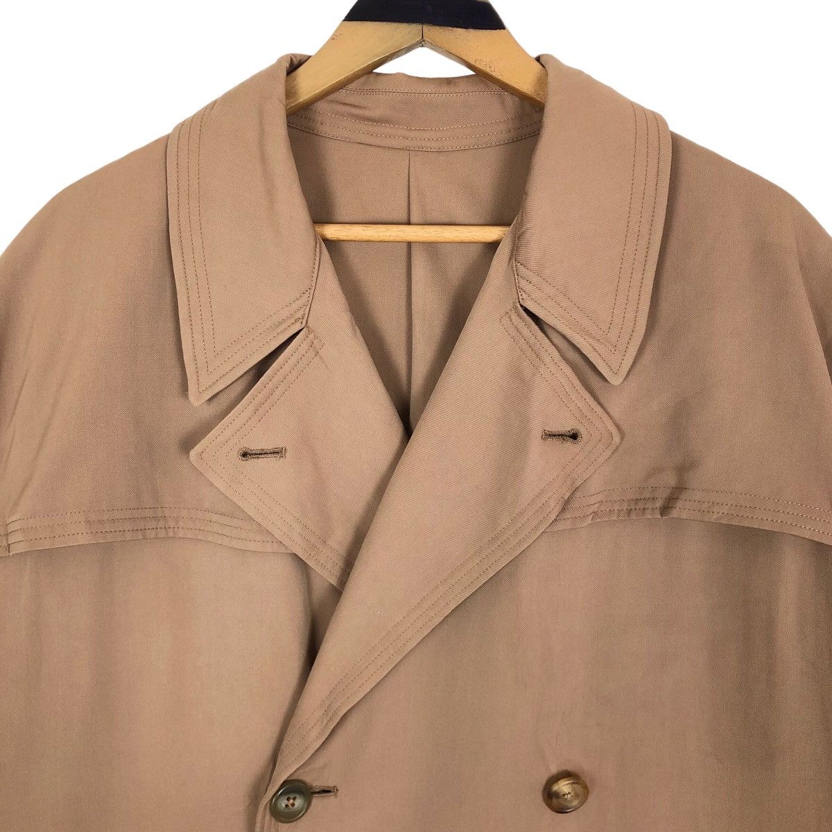 Yohji Yamamoto Vintage 80s LQ Y’s For Men Double Breasted Wool Trench Coat Size US L / EU 52-54 / 3 - 6 Thumbnail