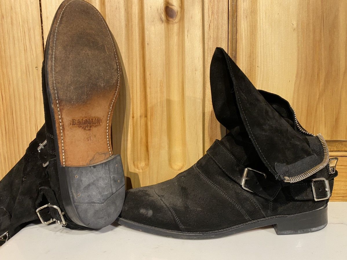 BALMAIN 26S COWBOY ANKLE BOOTS 65 MM IN BEIGE SUEDE