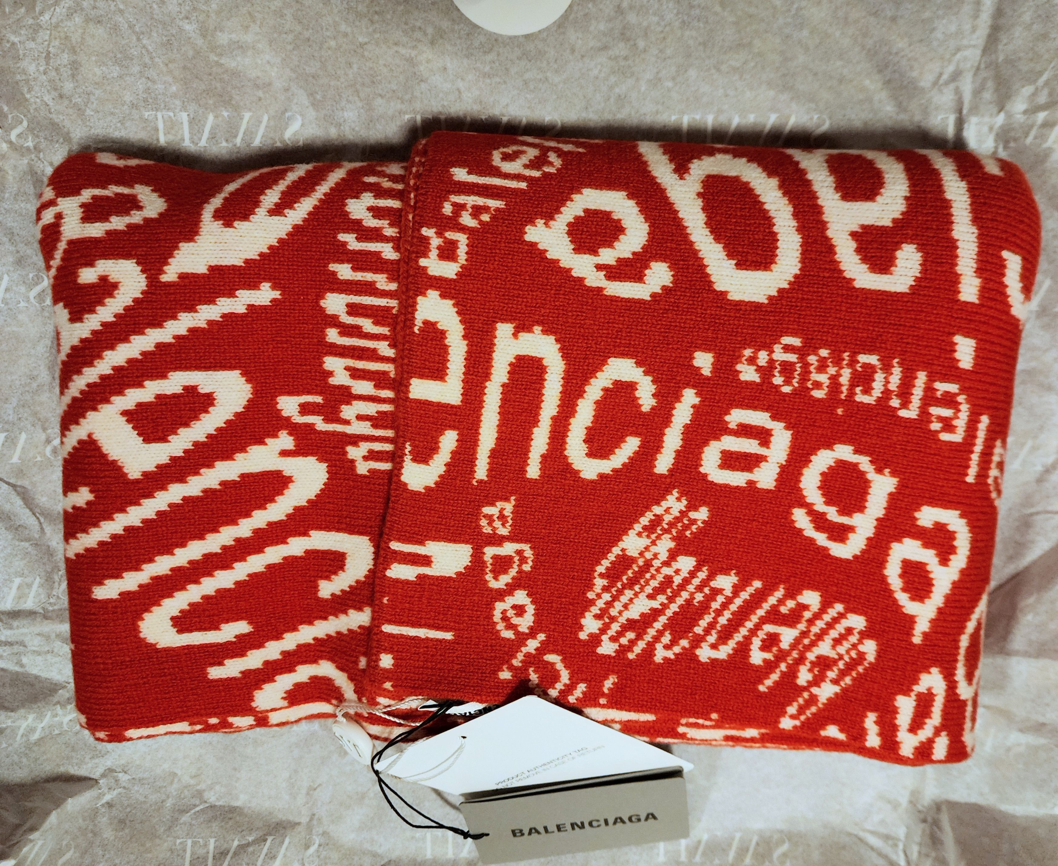 Balenciaga Balenciaga Intarsia Logo Wave Scarf Size ONE SIZE - 4 Thumbnail