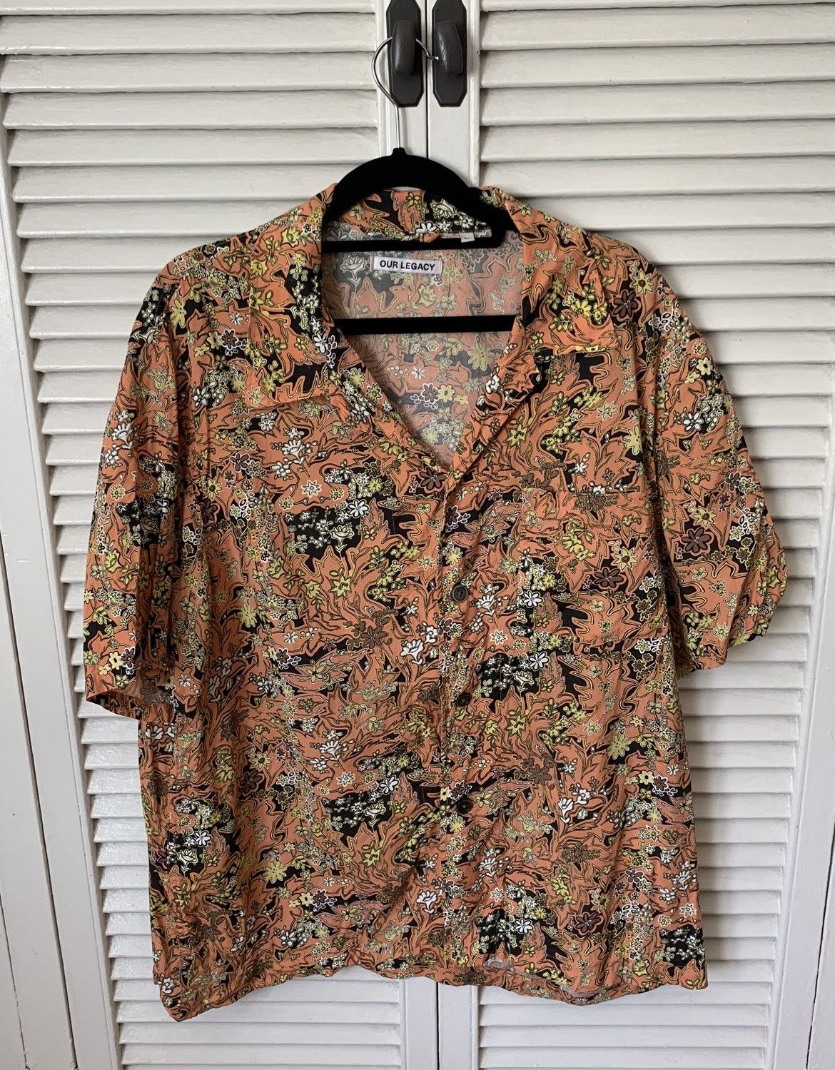 Our Legacy Our Legacy Orange Floral Patterned Camp Collar | Grailed