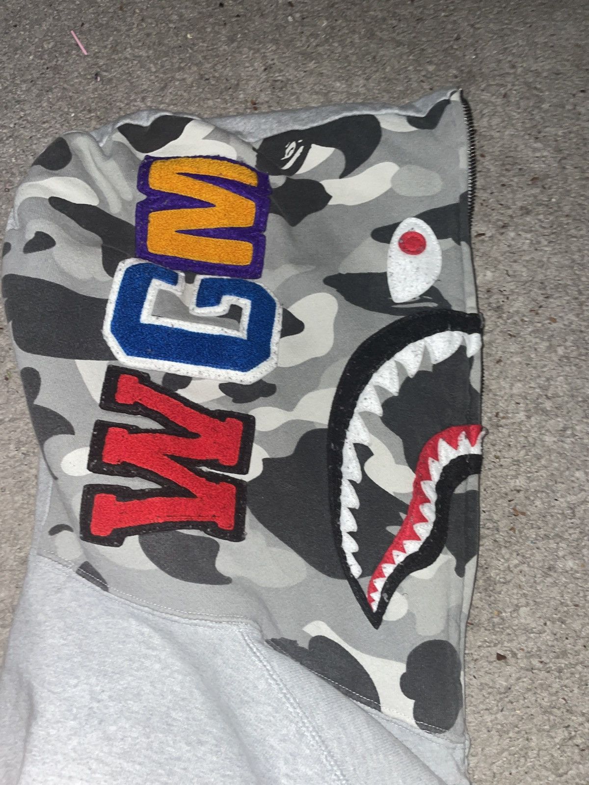 Bape Bape Shark Hoodie zip up WGM grey size M | Grailed