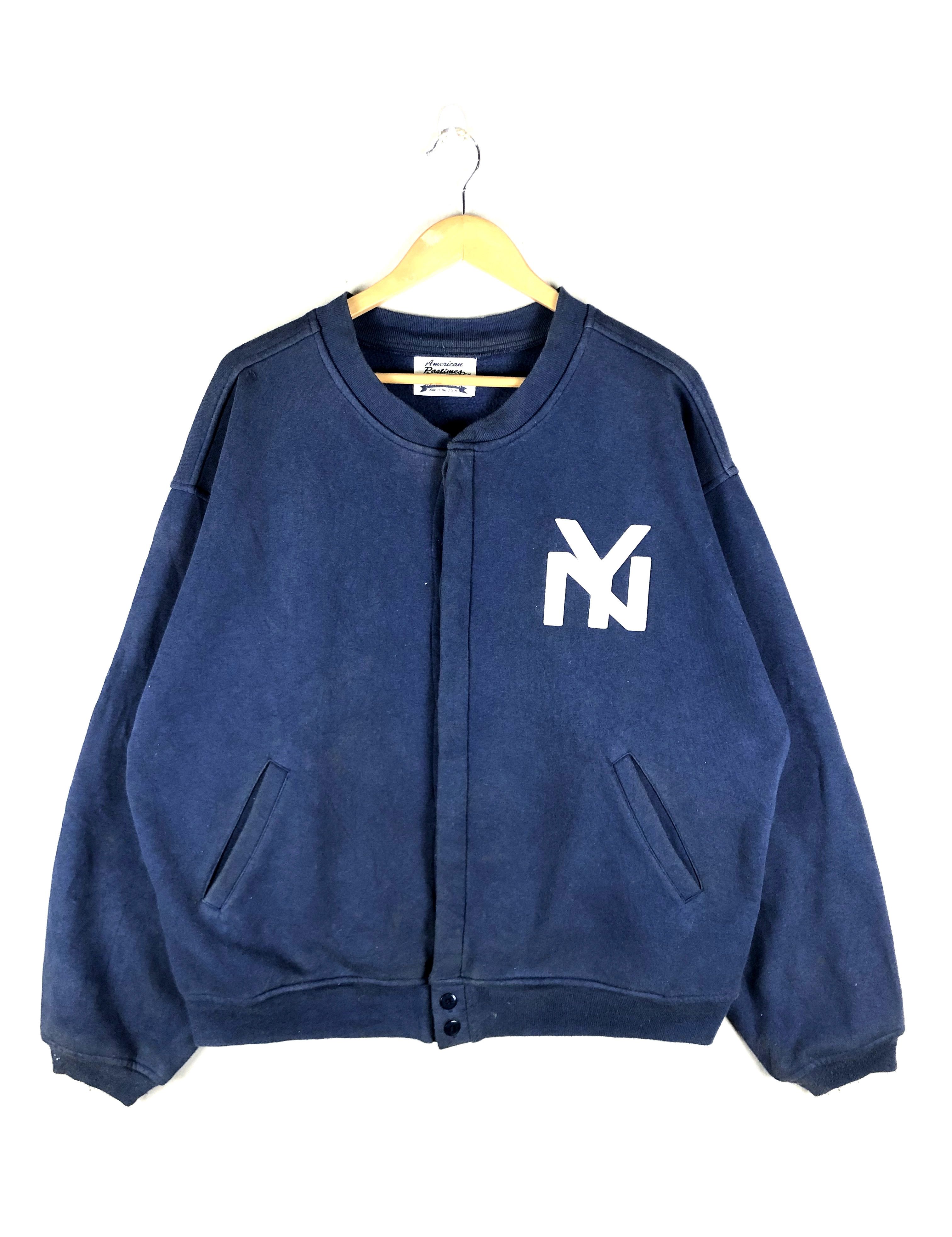 image of Made In USA x New York Vintage 90's New York Varsity Jacket in Blue, Men's (Size Large)
