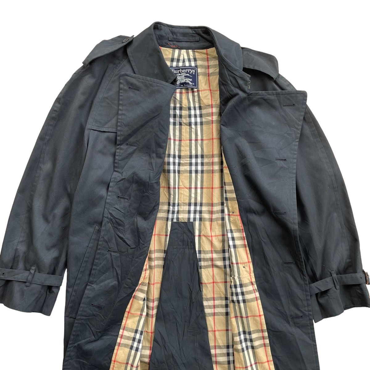 Burberry × Vintage 💥 BURBERRY ENGLAND NOVA CHECK BREASTED LONG JACKET Size US M / EU 48-50 / 2 - 3 Thumbnail