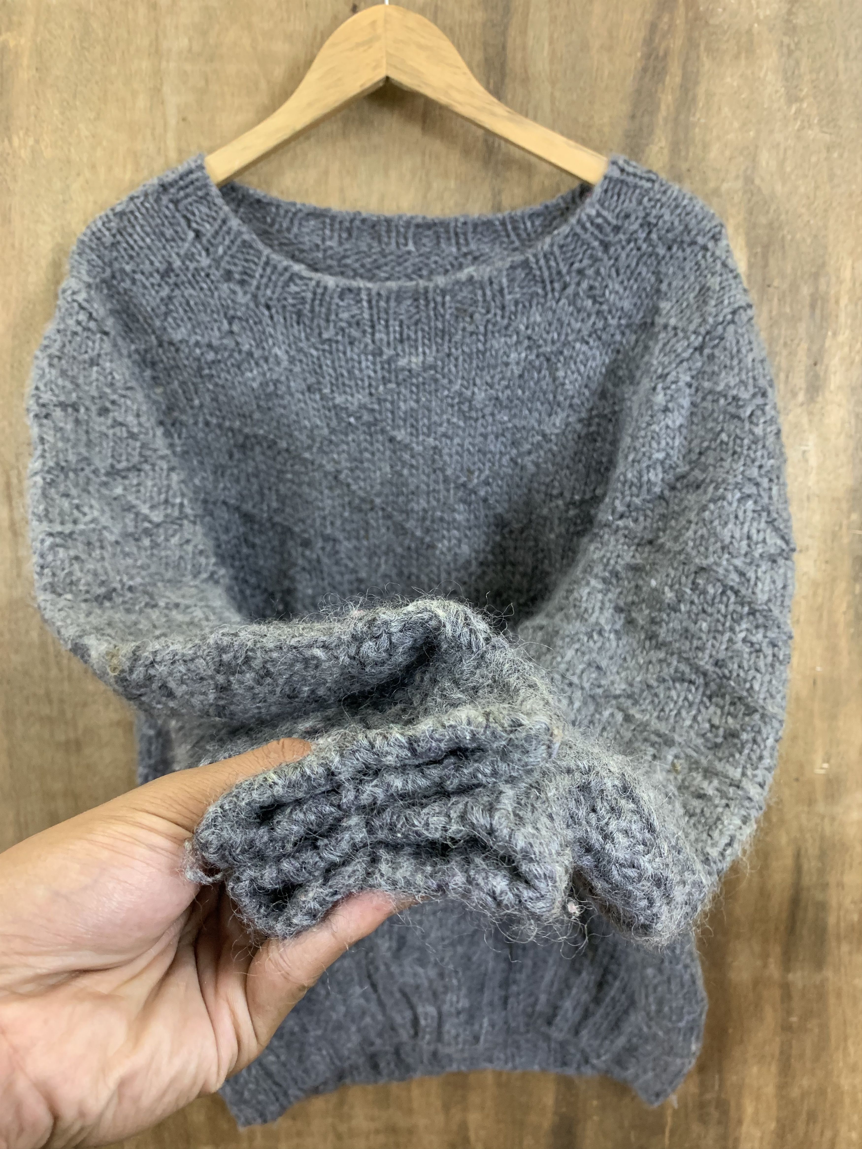 Aran Isles Knitwear Knitwear Mohair Cable Knit Vintage Japanese Branded Grey Size L / US 10 / IT 46 - 7 Thumbnail
