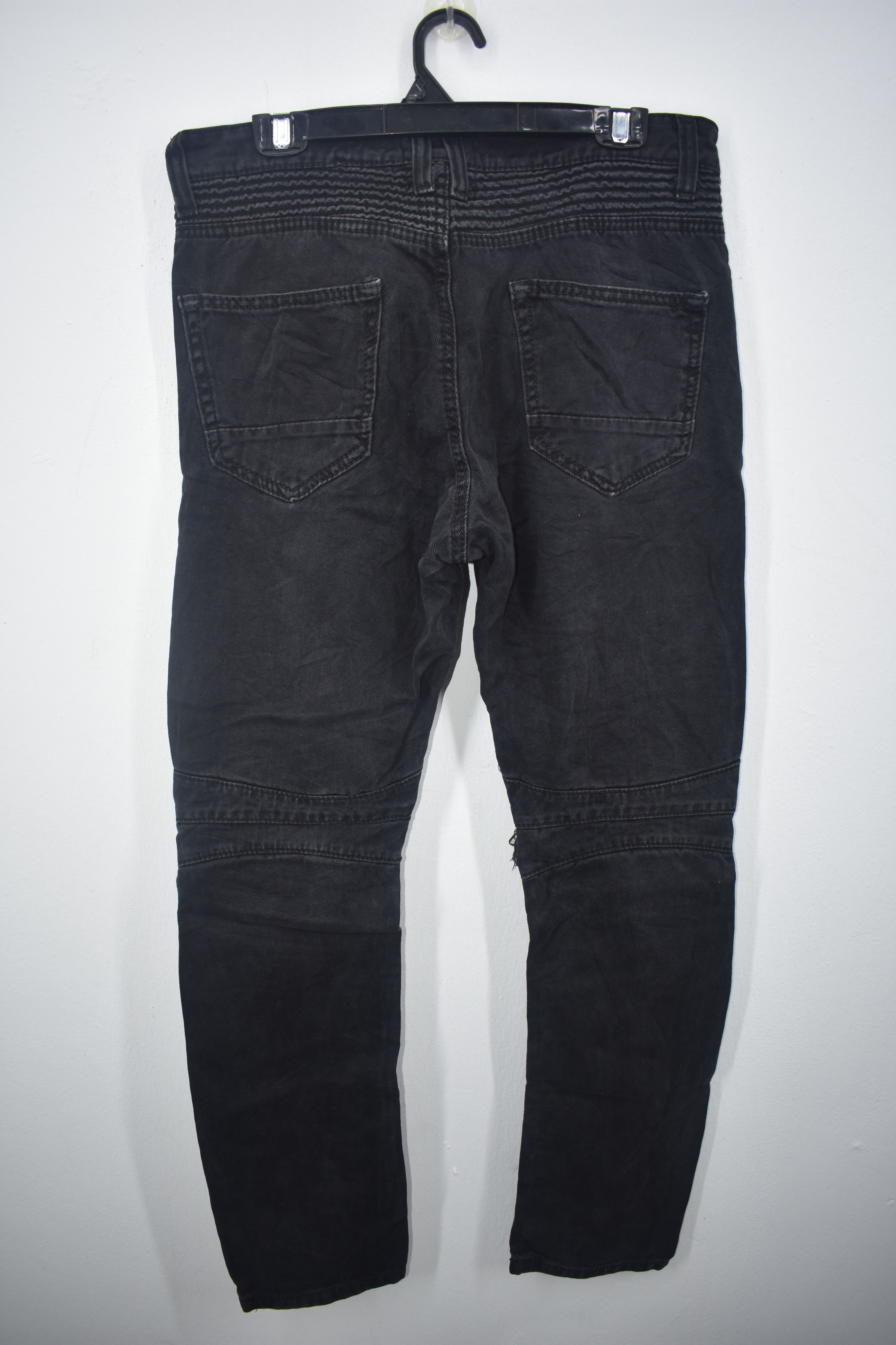 Smoke Rise × Vintage Black Distressed Smoke Rise Biker Jeans Size US 33 - 6 Thumbnail
