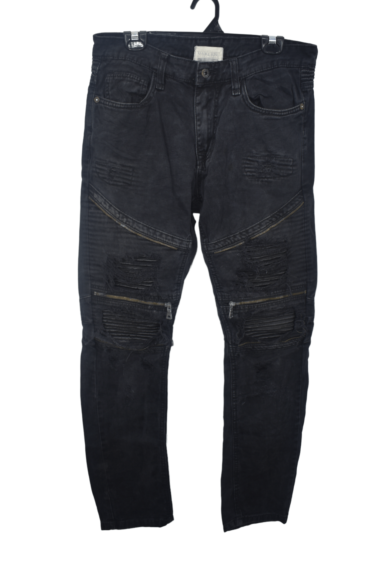 Smoke Rise × Vintage Black Distressed Smoke Rise Biker Jeans Size US 33 - 1 Thumbnail