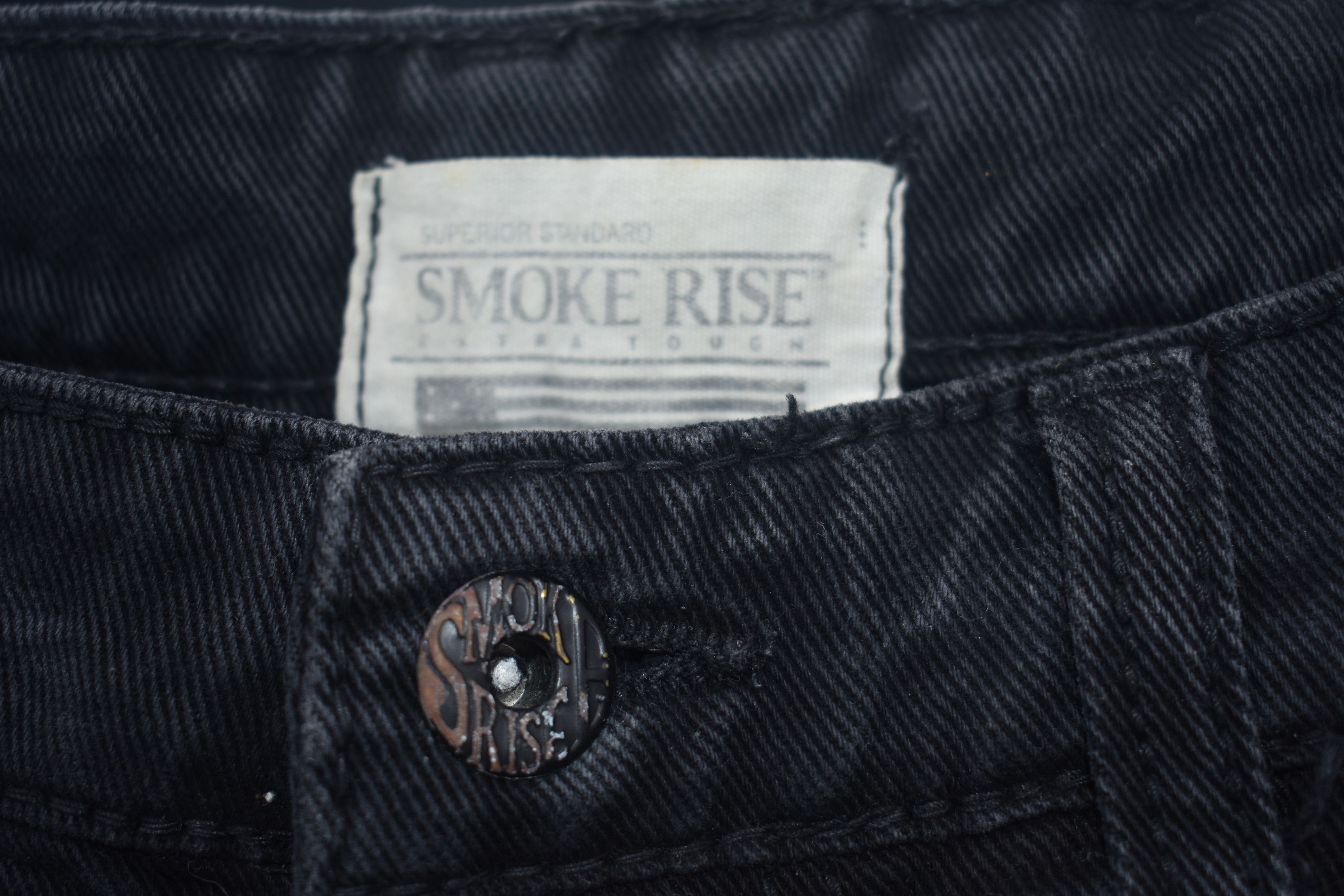 Smoke Rise × Vintage Black Distressed Smoke Rise Biker Jeans Size US 33 - 4 Thumbnail