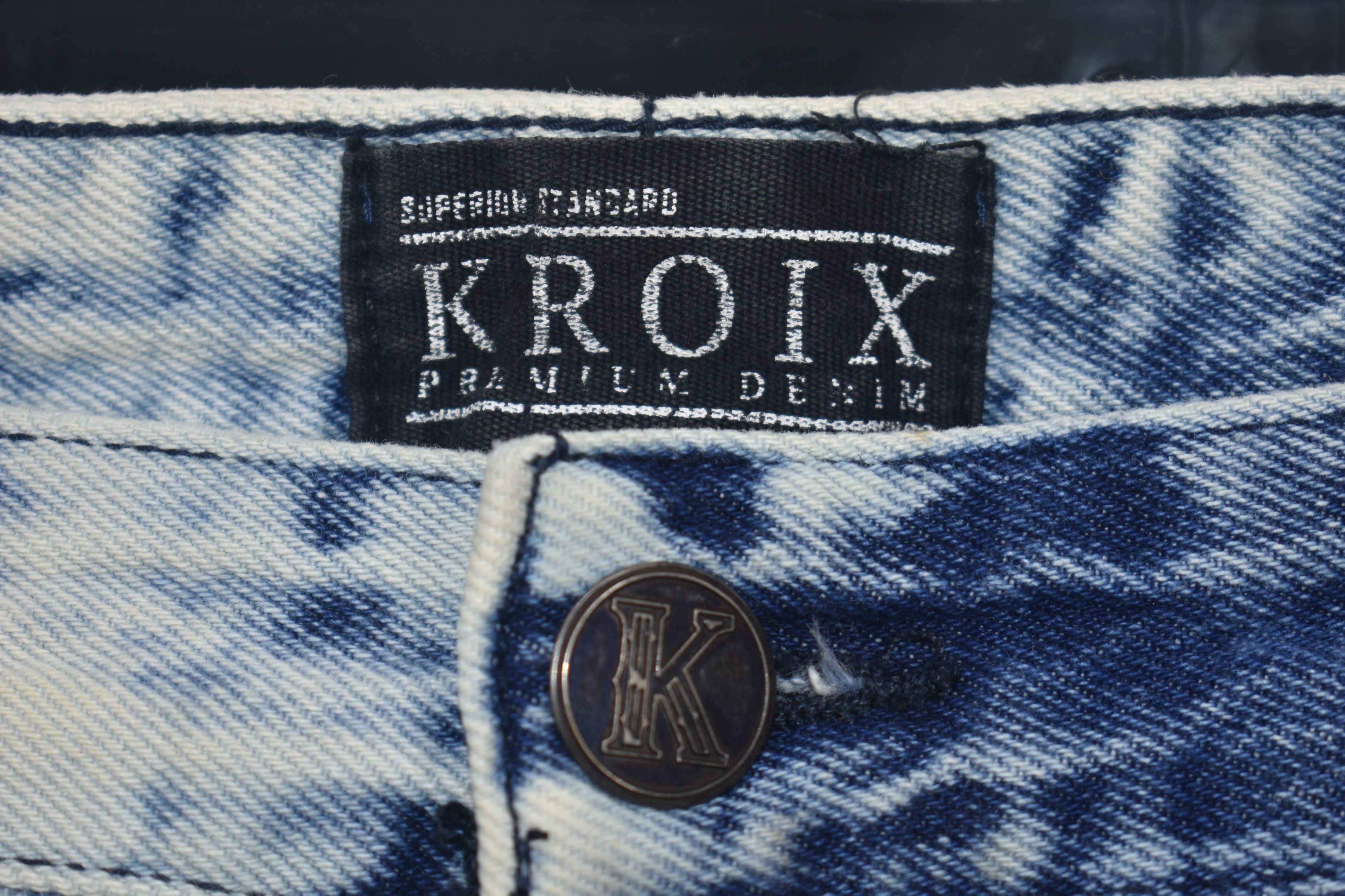 Vintage Vintage Kroix Acid Wash Biker Jeans Size US 39 - 3 Thumbnail