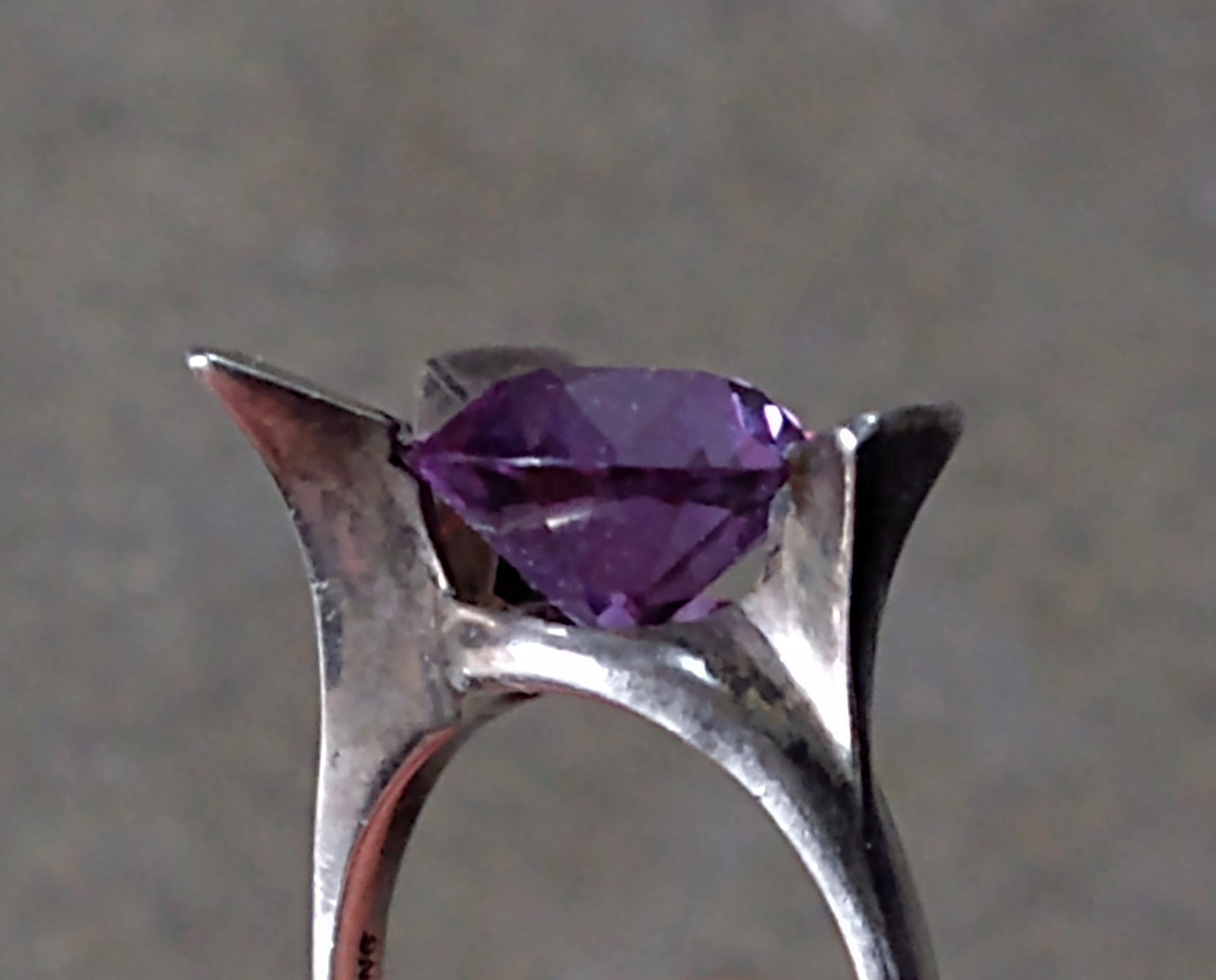 Jewelry Vintage Sterling Silver Ring 8.75 Purple Blue Avant Garde Size ONE SIZE - 12 Thumbnail