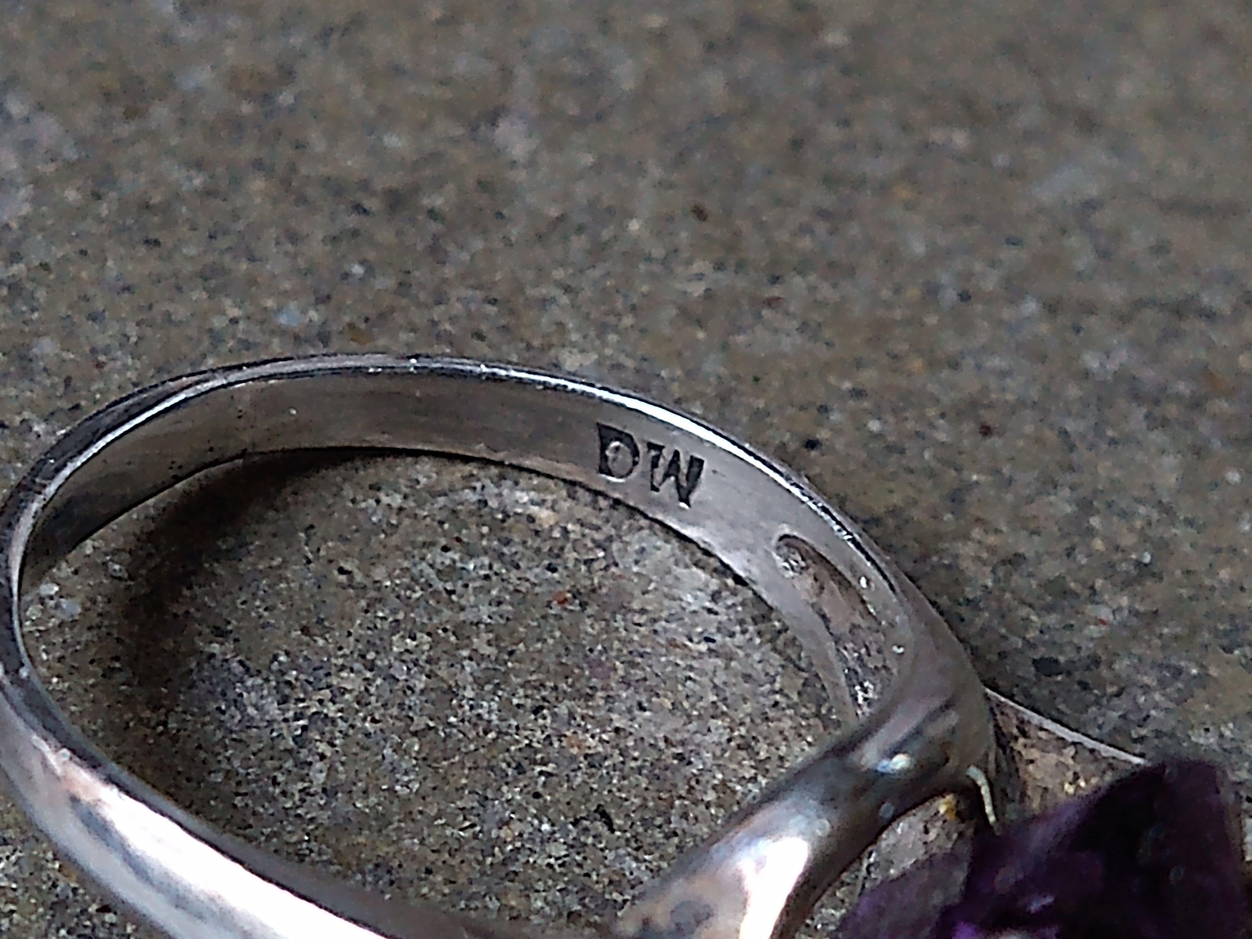 Jewelry Vintage Sterling Silver Ring 8.75 Purple Blue Avant Garde Size ONE SIZE - 8 Thumbnail