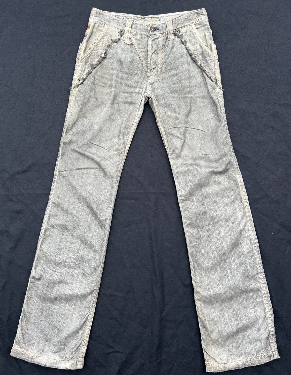 Vintage Mizra Japan Dirty Wash Sashiko Denim Distress Wide Leg Jeans Size US 30 / EU 46 - 1 Thumbnail