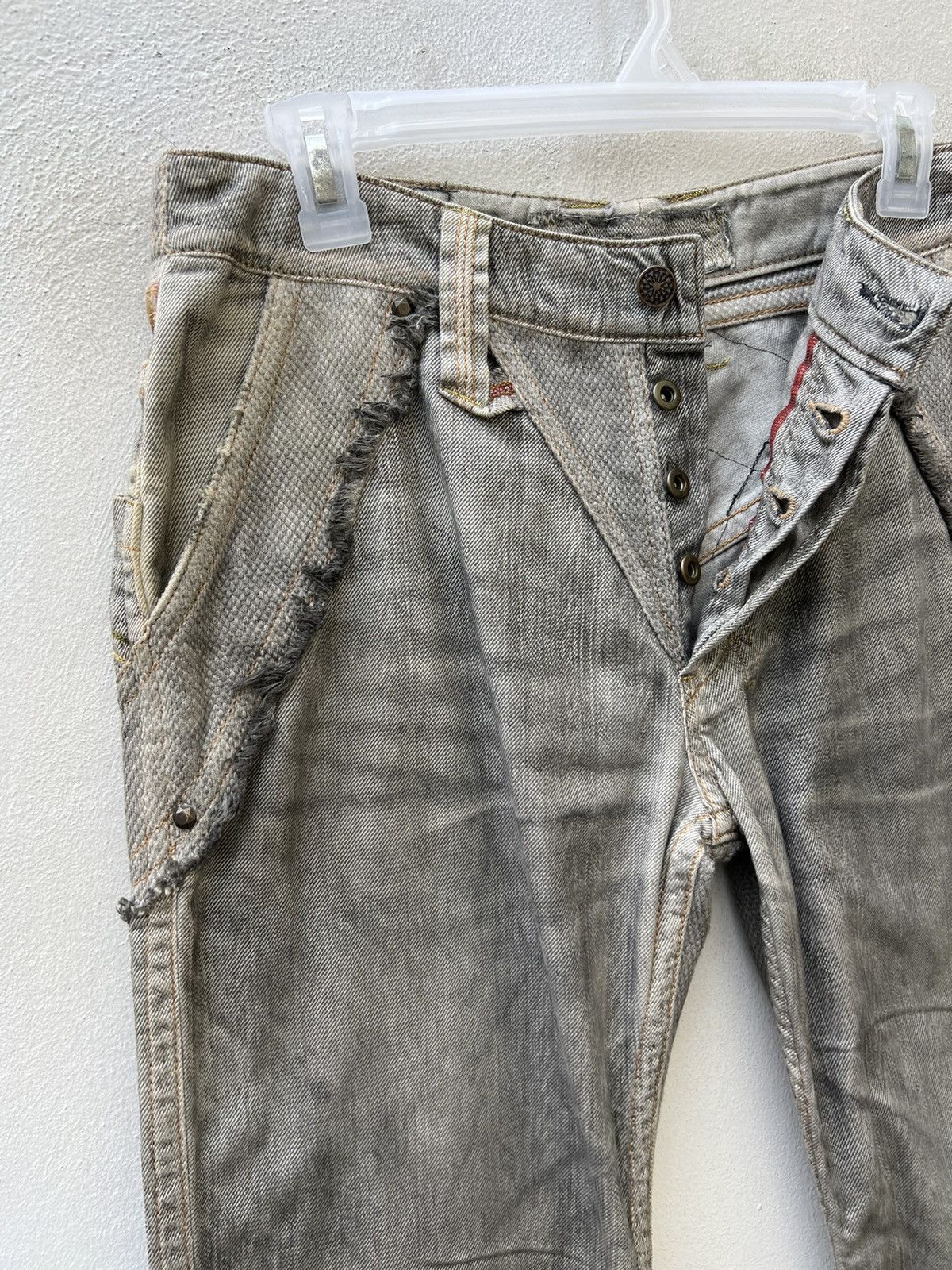 Vintage Mizra Japan Dirty Wash Sashiko Denim Distress Wide Leg Jeans Size US 30 / EU 46 - 8 Thumbnail