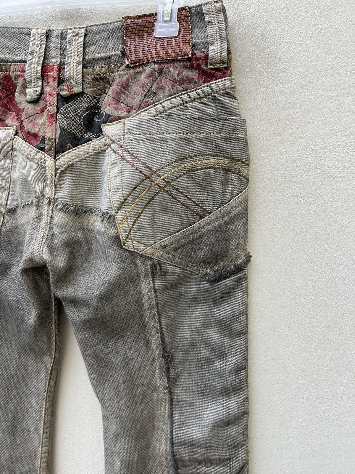 Vintage Mizra Japan Dirty Wash Sashiko Denim Distress Wide Leg Jeans Size US 30 / EU 46 - 17 Thumbnail