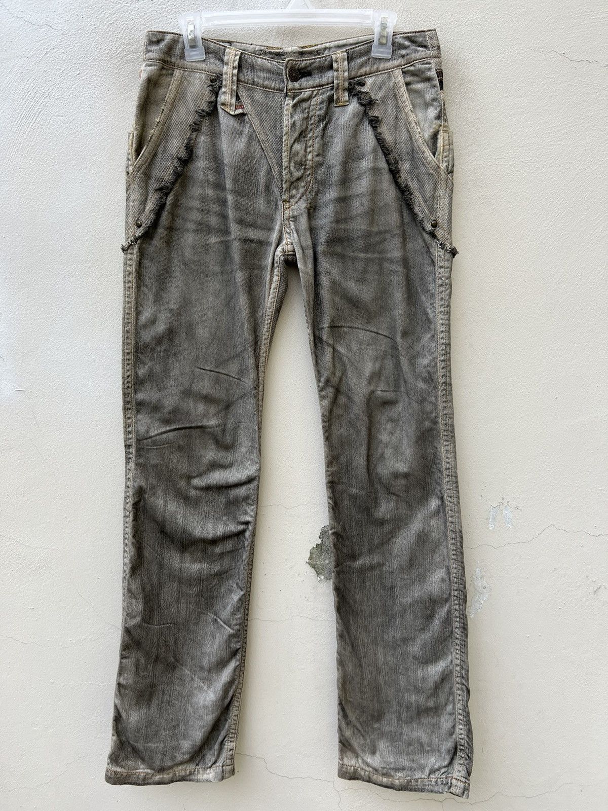 Vintage Mizra Japan Dirty Wash Sashiko Denim Distress Wide Leg Jeans Size US 30 / EU 46 - 6 Thumbnail